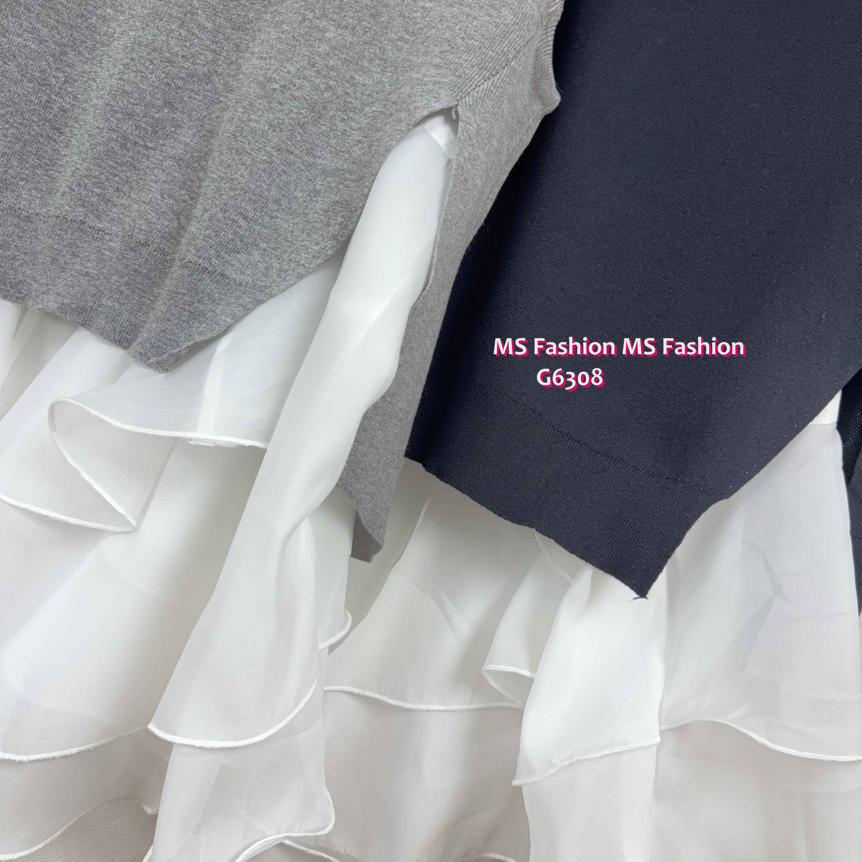 G6308 Ruffle背心top set