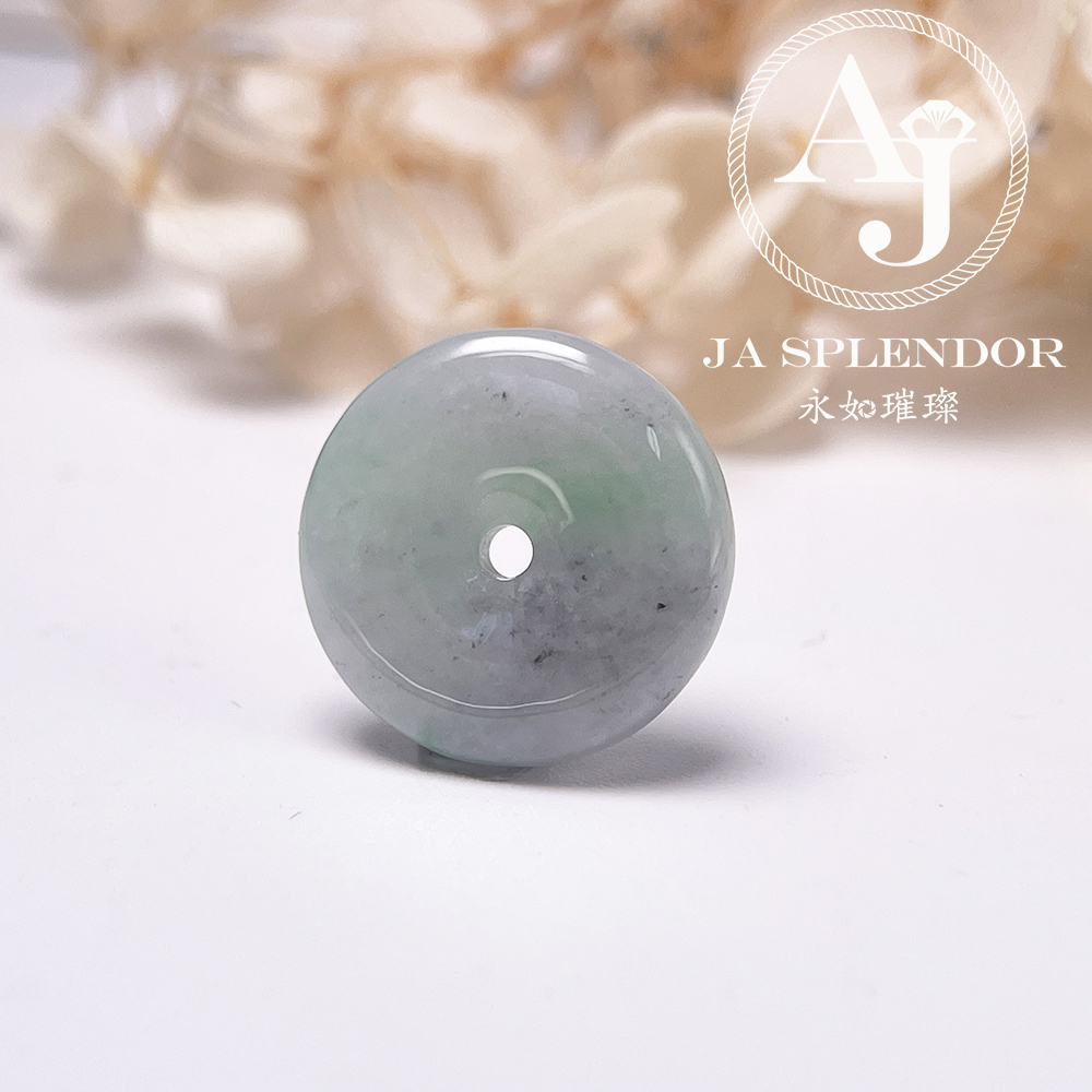 JN-3136 天然翡翠A玉 飄綠灑烏鷄平安扣