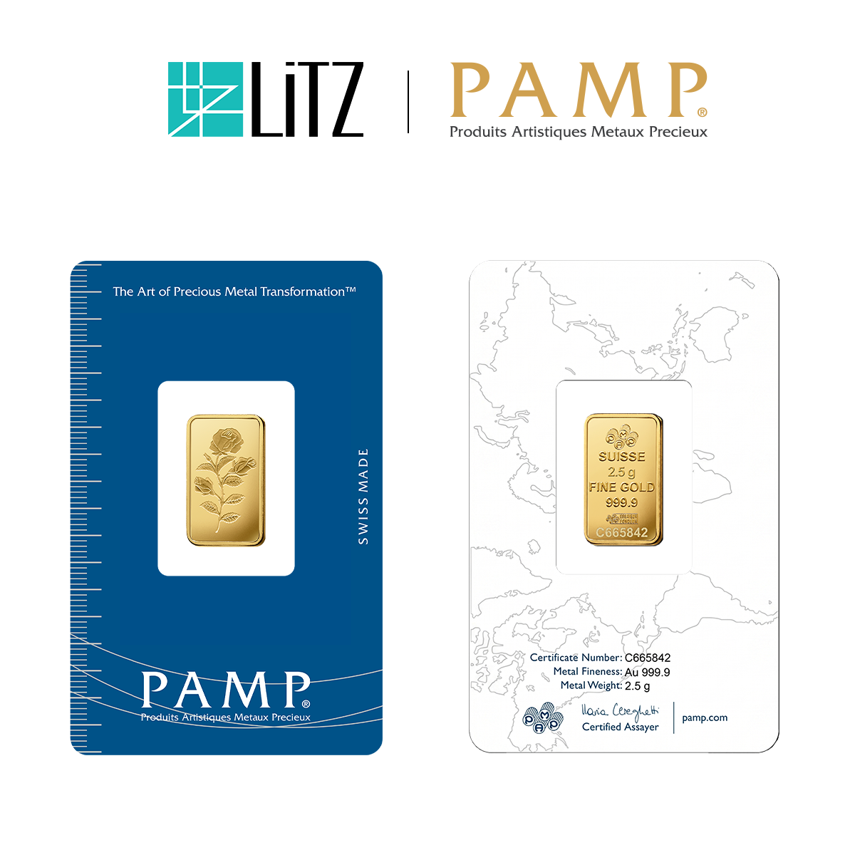  [2.5 gram] LITZ PAMP Suisse Gold Bar - Rosa (999.9) PG074