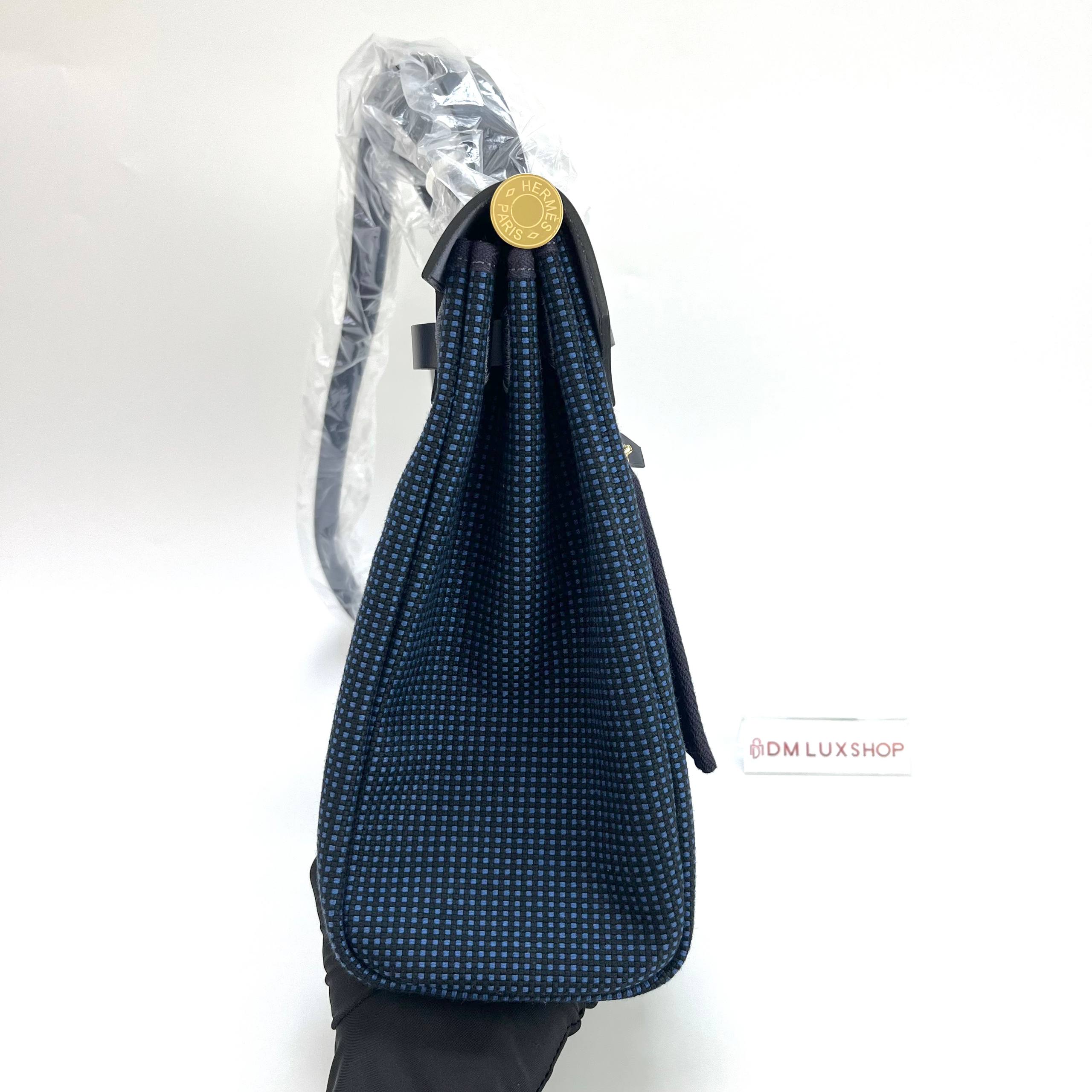 Hermes Herbag 31 Noir / Bleu Indigo GHW (Stamp W, Y: 2024)