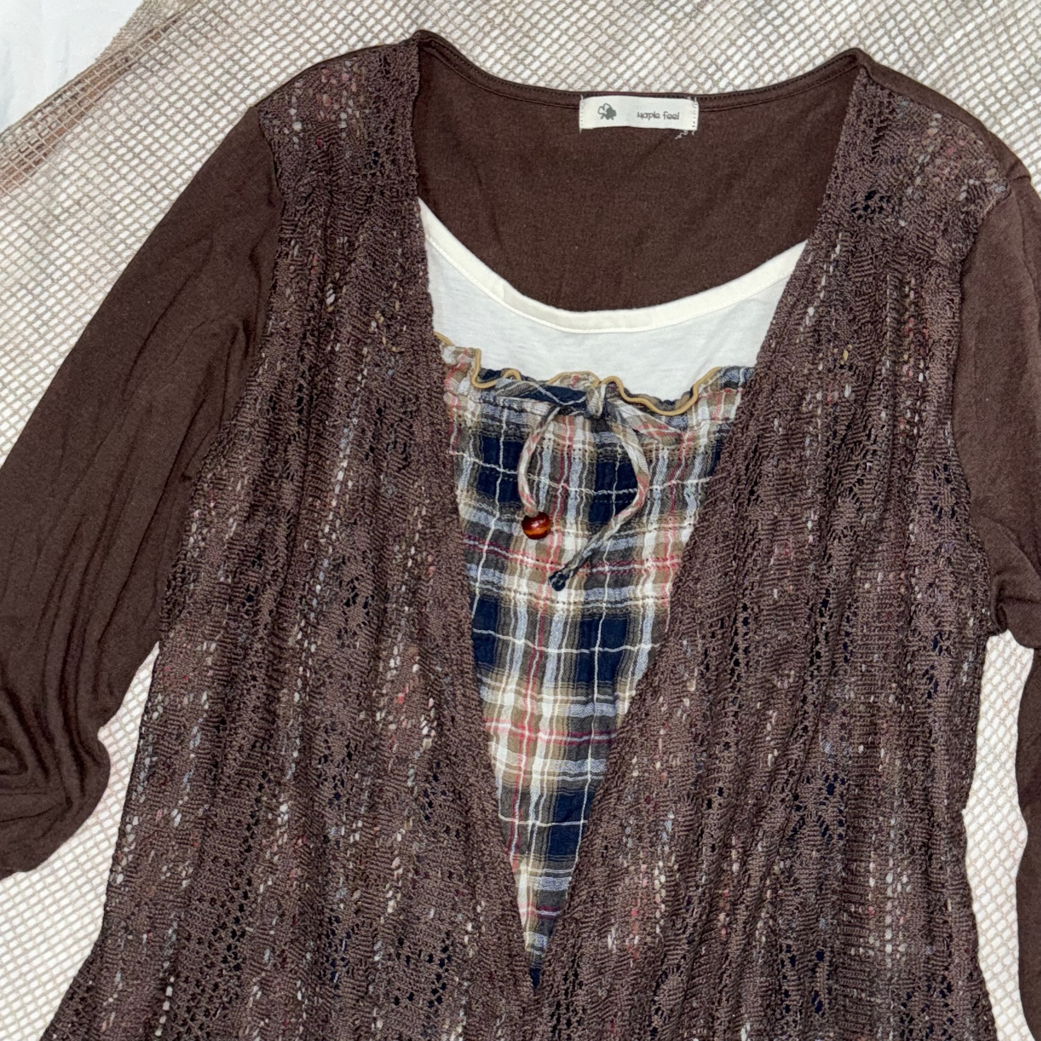 Vintage Mori Kei Brown Lace Blouse