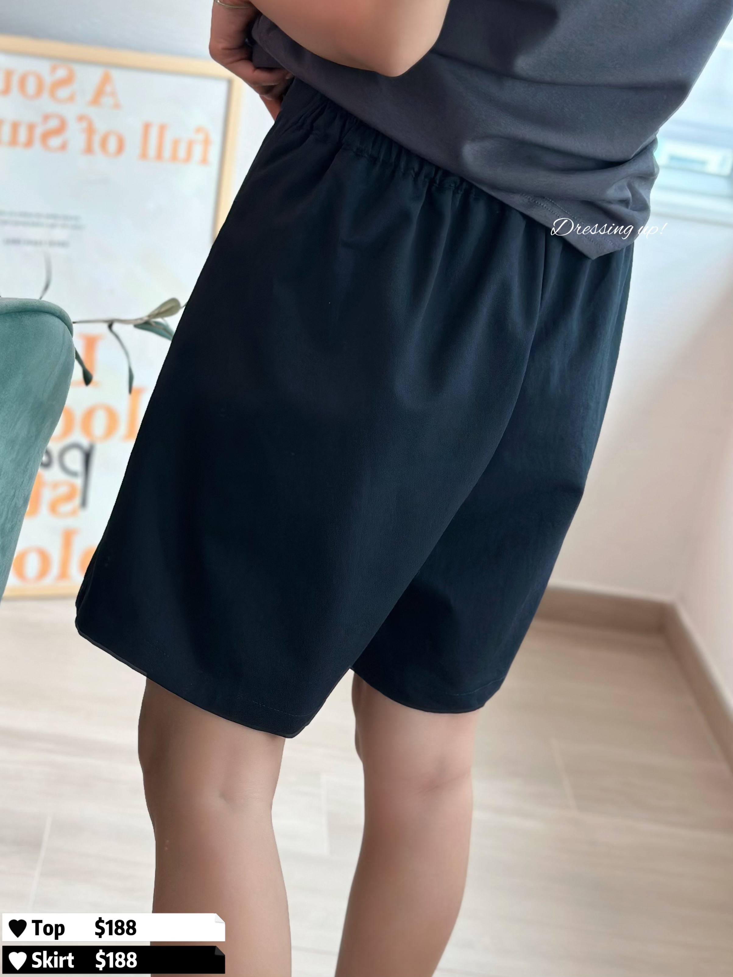  最佳長度｜深藍西裝裙褲