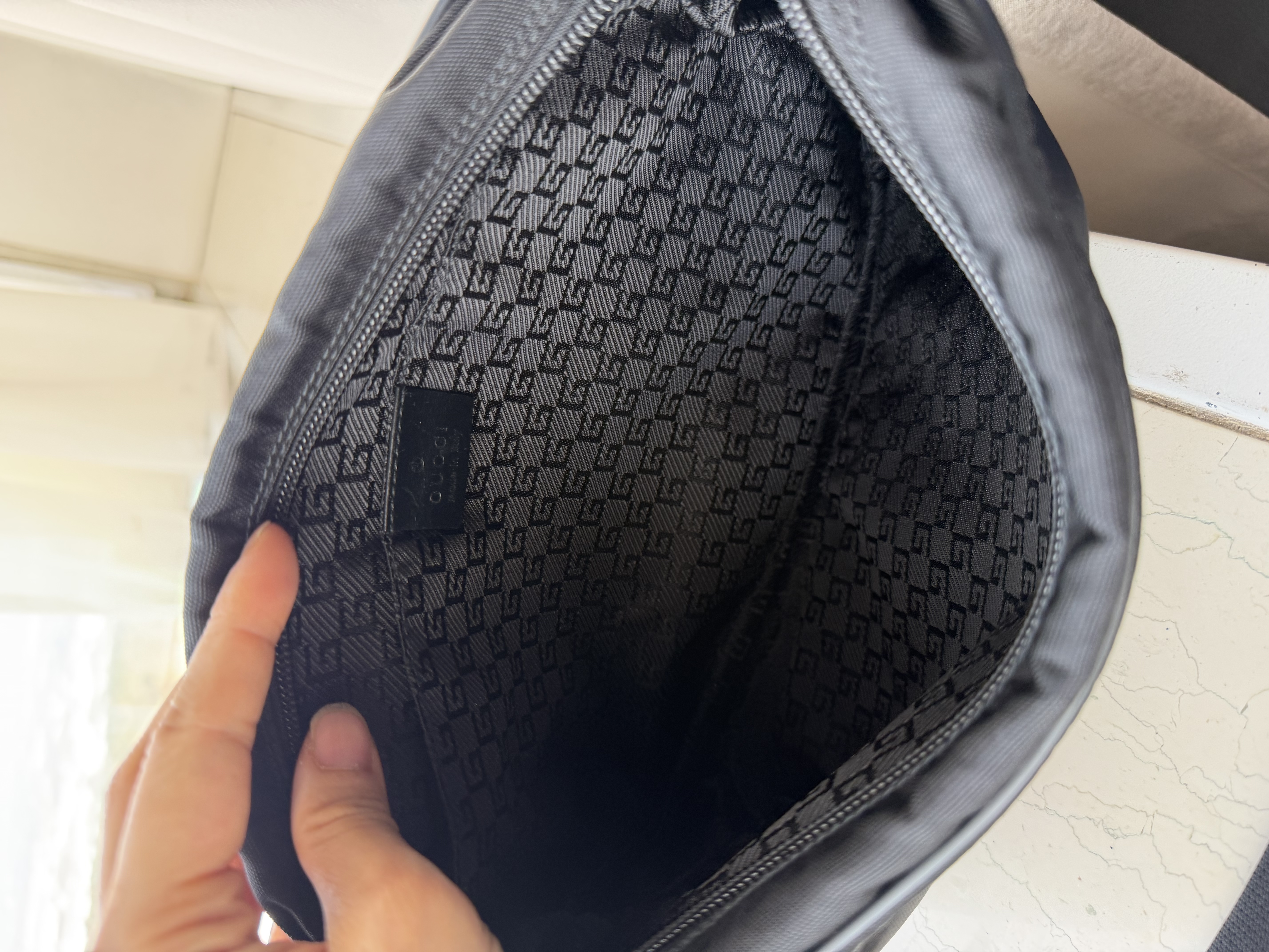 Gucci black黑色 nylon /leather crossbody bag 