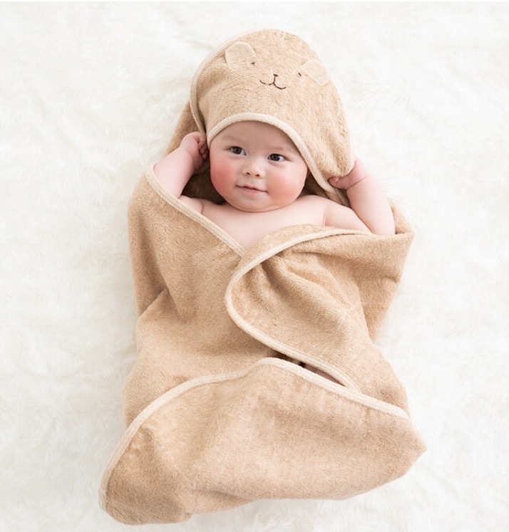 pompkins baby 有機棉禮盒 (連帽包被+安撫公仔+毛巾)