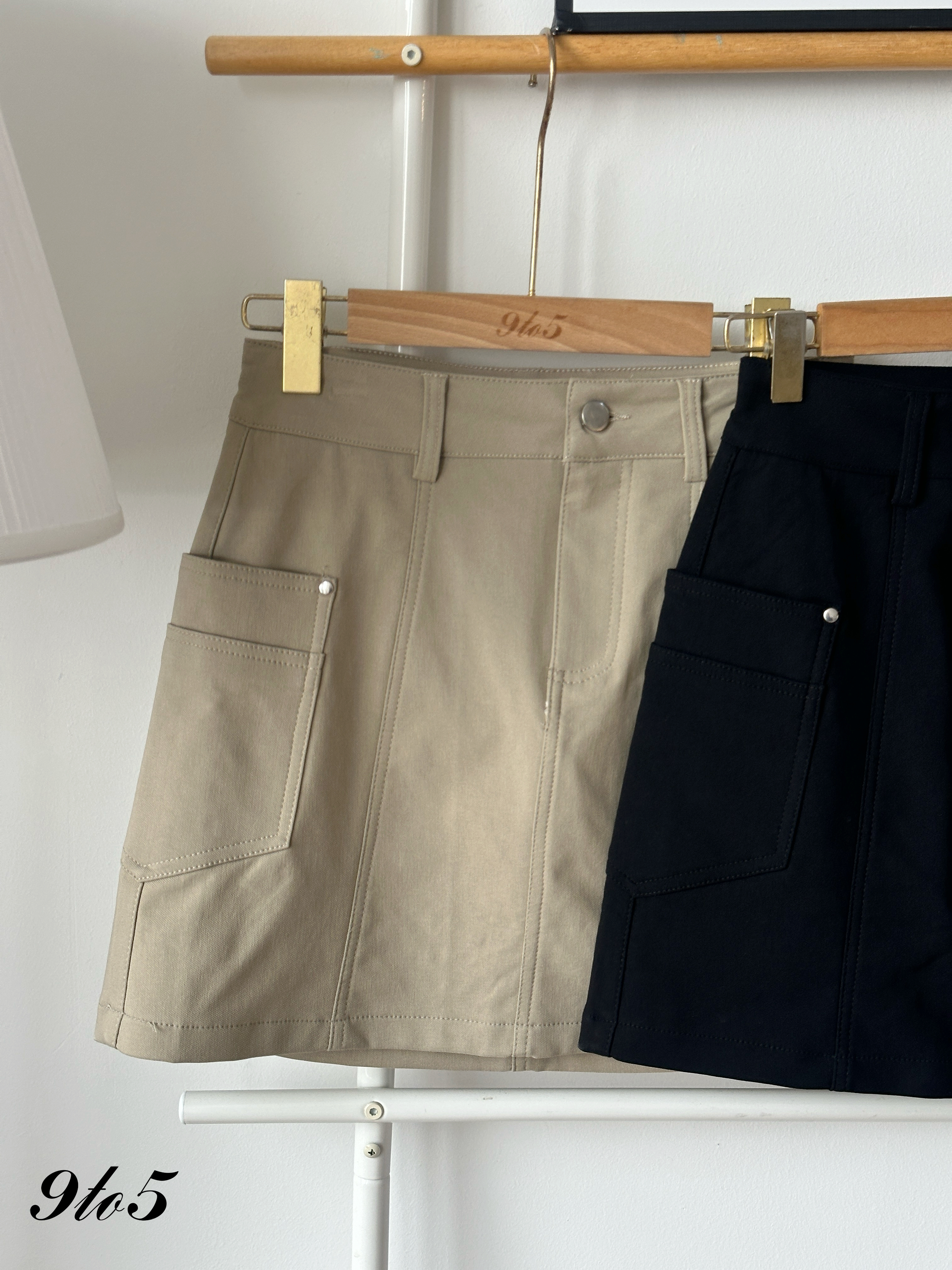 S1961 A Line Short Skirt - Black & Khaki