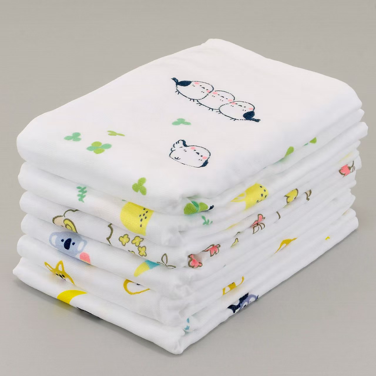 【日本製】可愛動物圖案 雙面紗布+毛巾布純棉浴巾 (60×120cm) — 柔軟、吸水、防噏味！