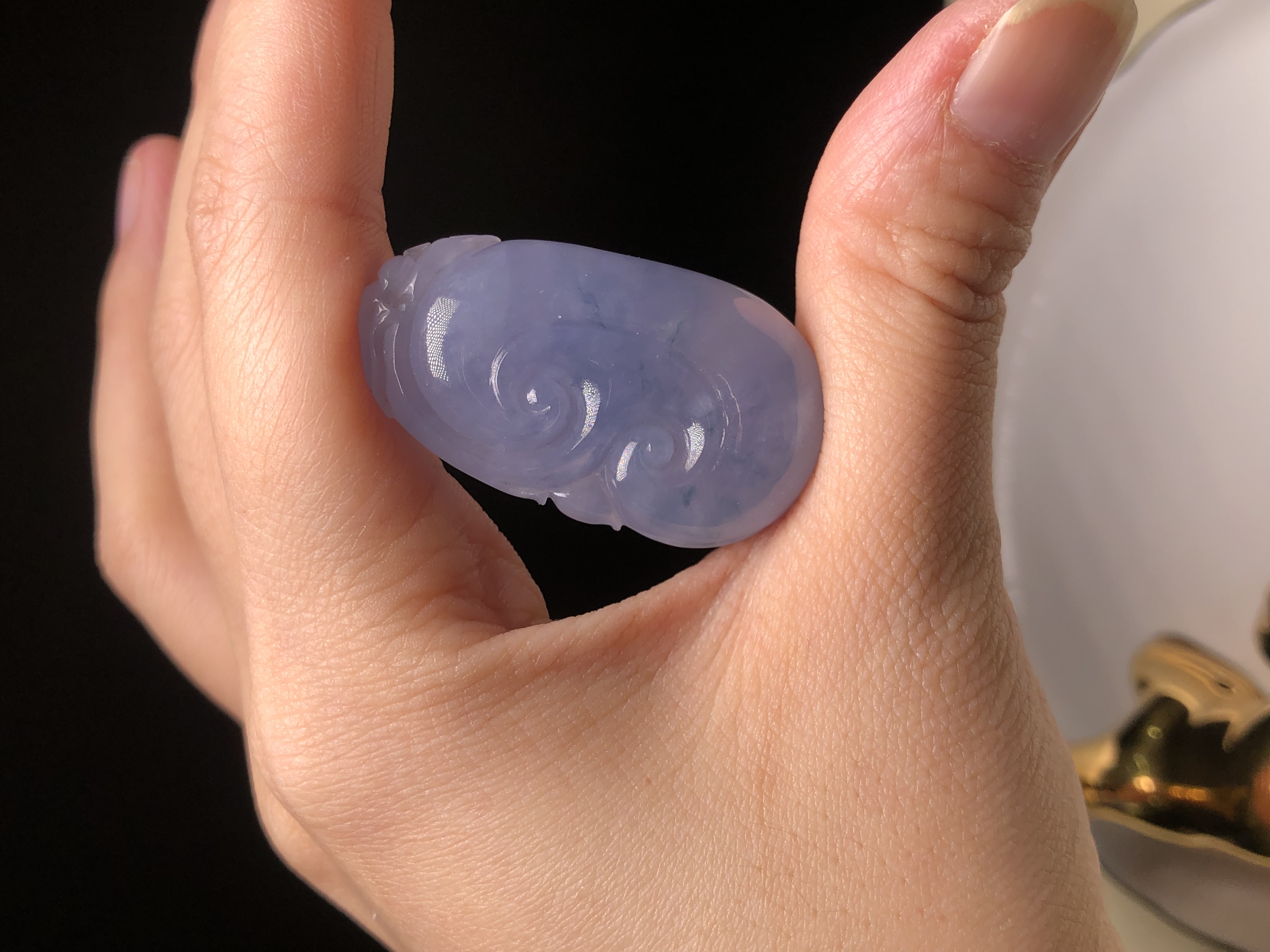 冰種茄紫飄花如意 B08352