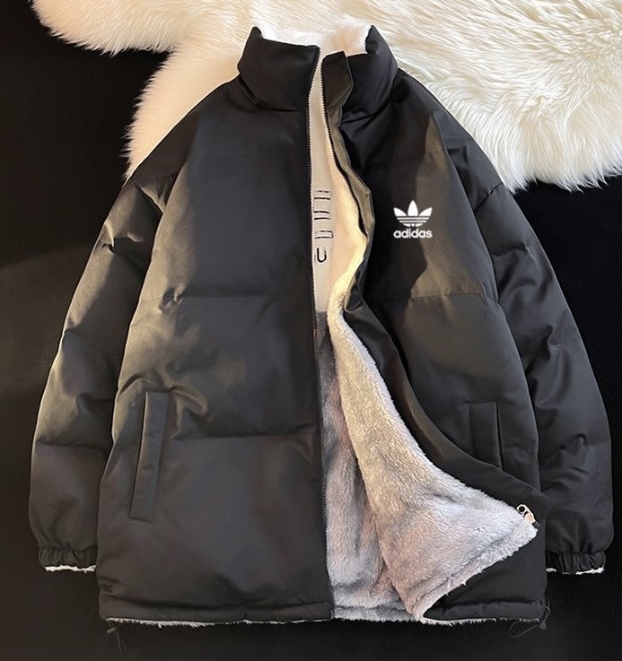 韓系情侶4色夾棉毛毛雙面褸