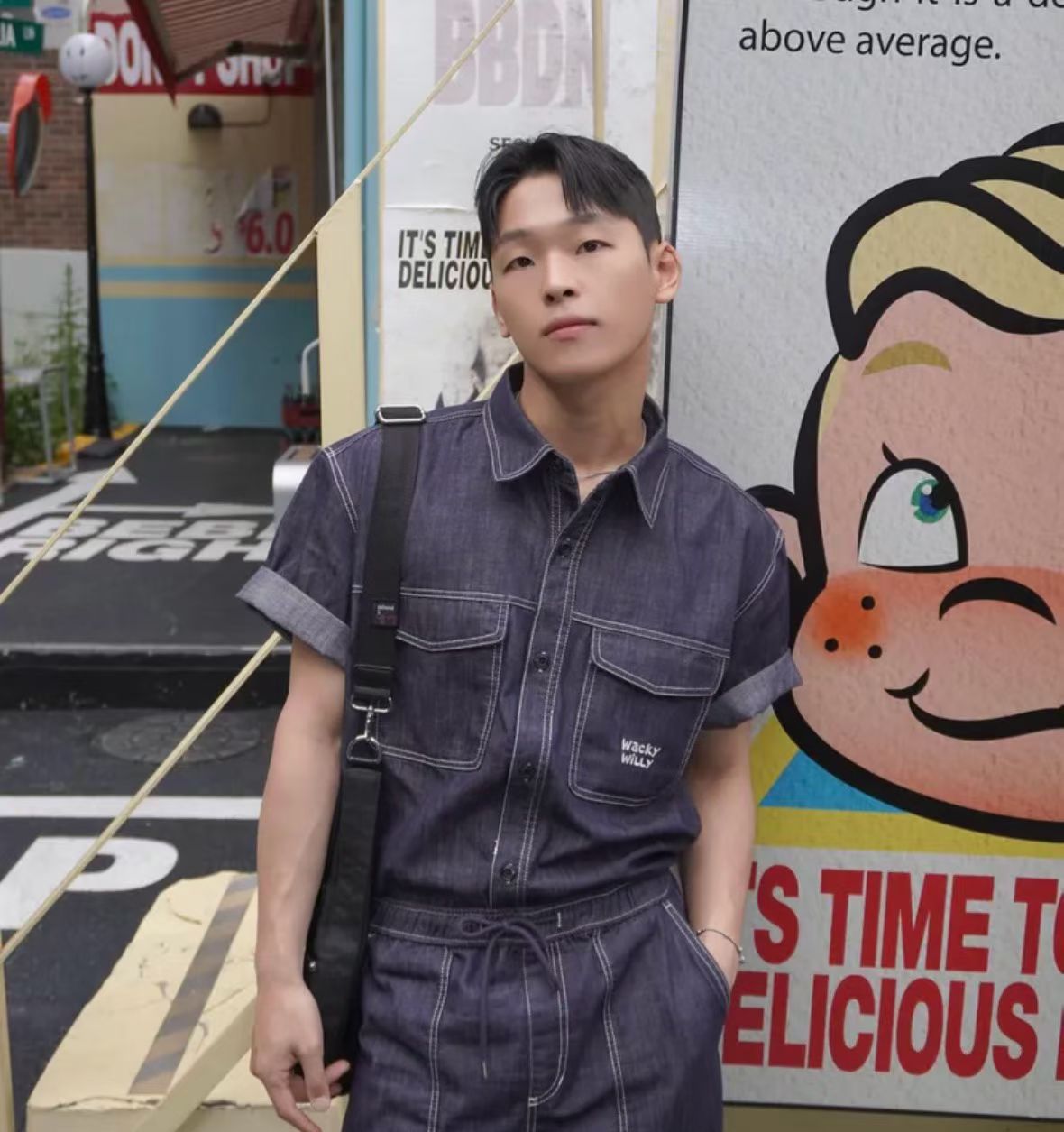 🌱​WACKY WILLY🌱 Denim pocket男女同款shirt 韓國連綫折扣💛 Size s -xL