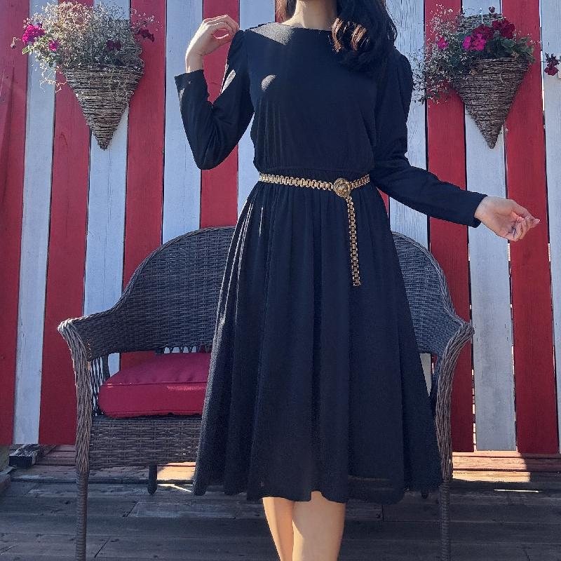 Vintage 1980s Little Black Dress with Back Drape Detail(MT2528)