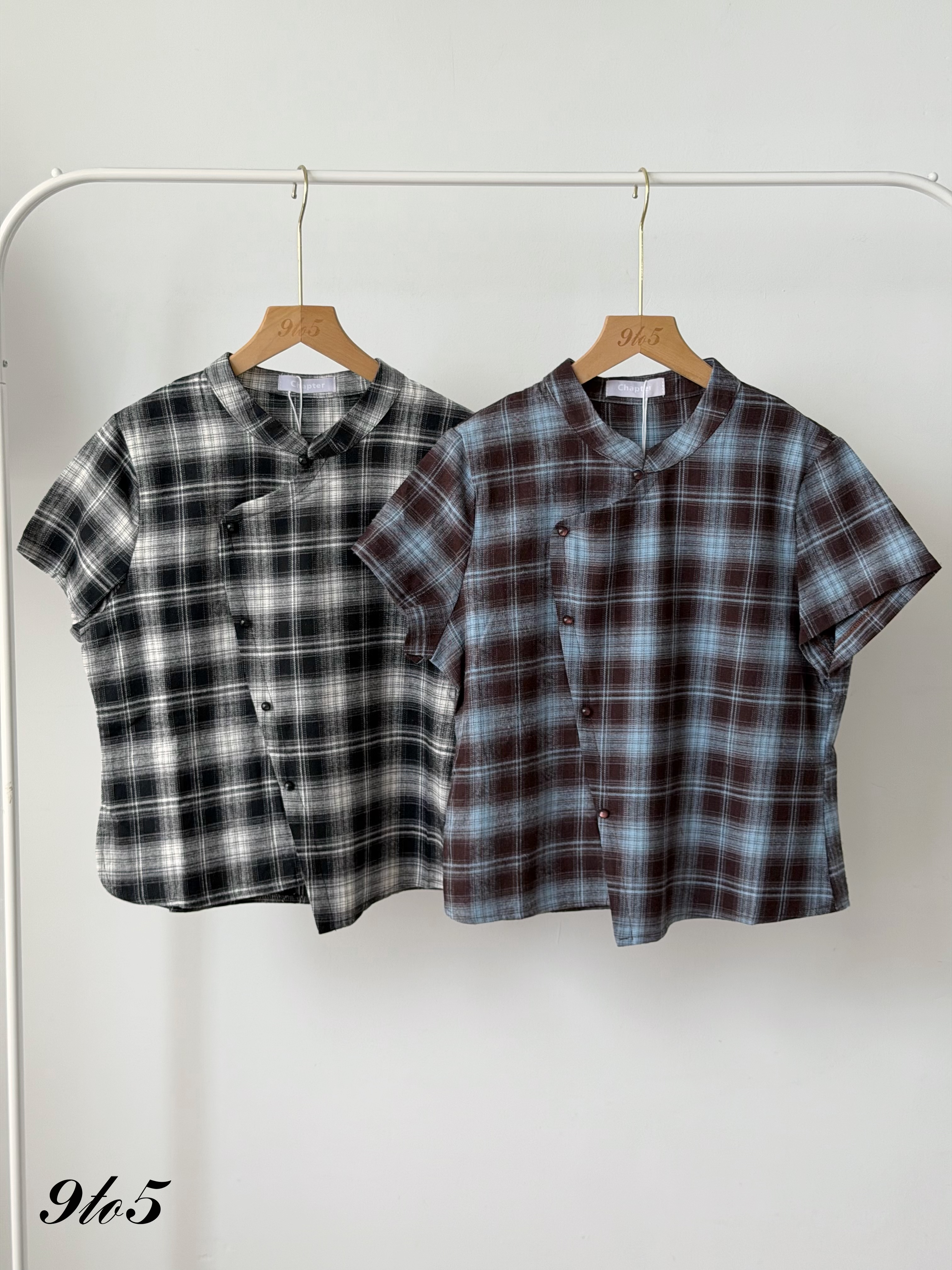 T4516 Vintage Checkered Cheongsam Top - 4 Colors