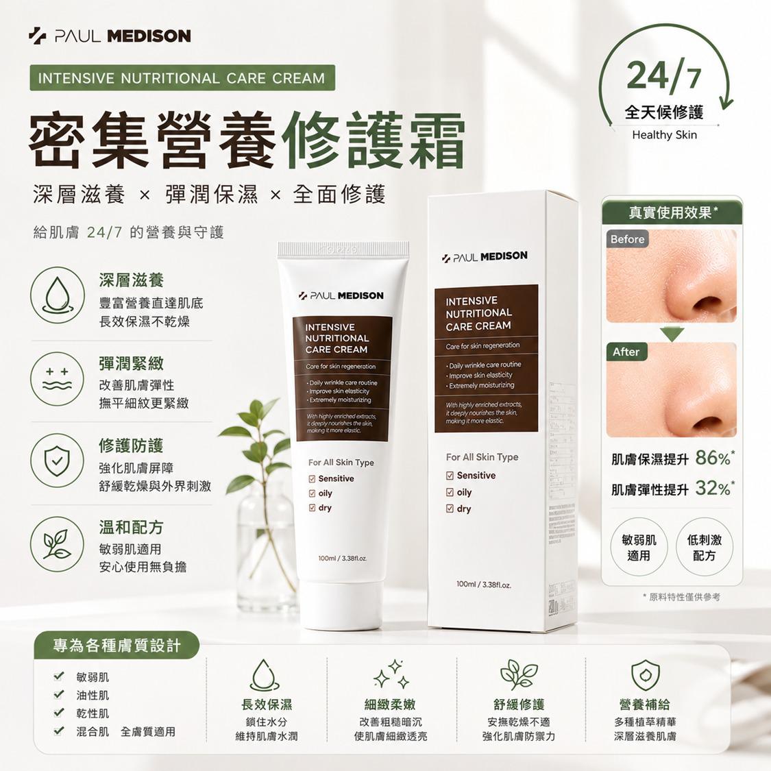 韓國🇰🇷Paul Medison 密集營養修護霜100ml (5支/套)