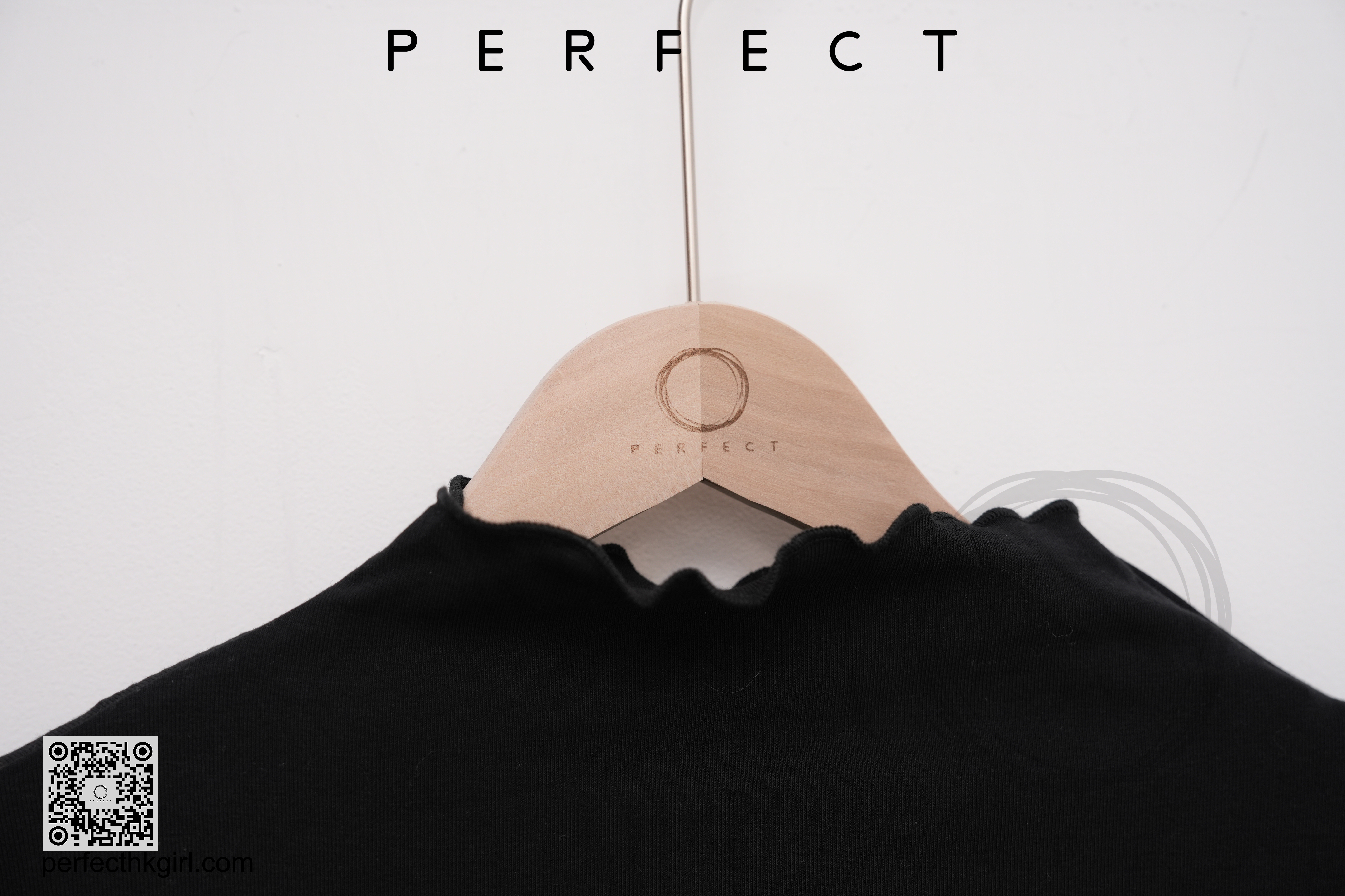 T0037_優雅水草RUFFLE領打底衫（顯瘦黑色）