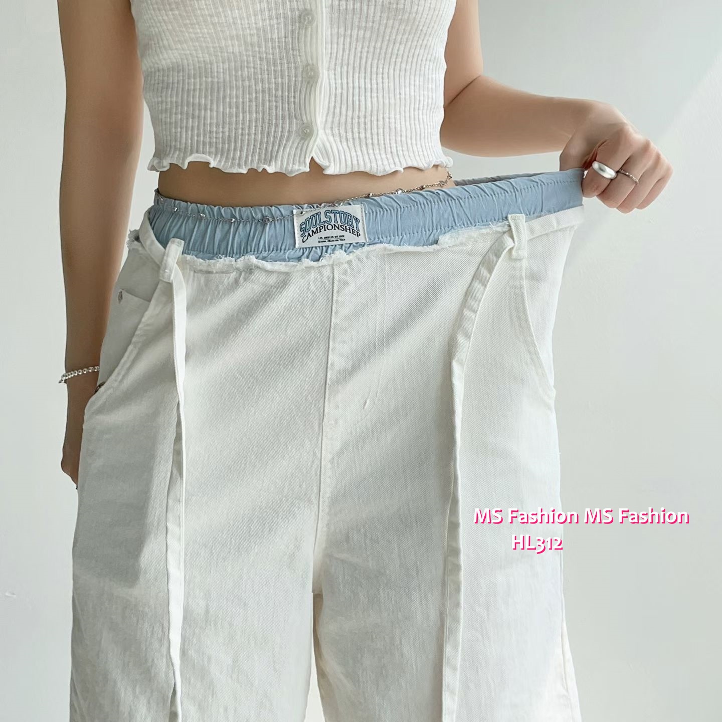 HL312 韓國🌼Howluk拼色腰闊褲