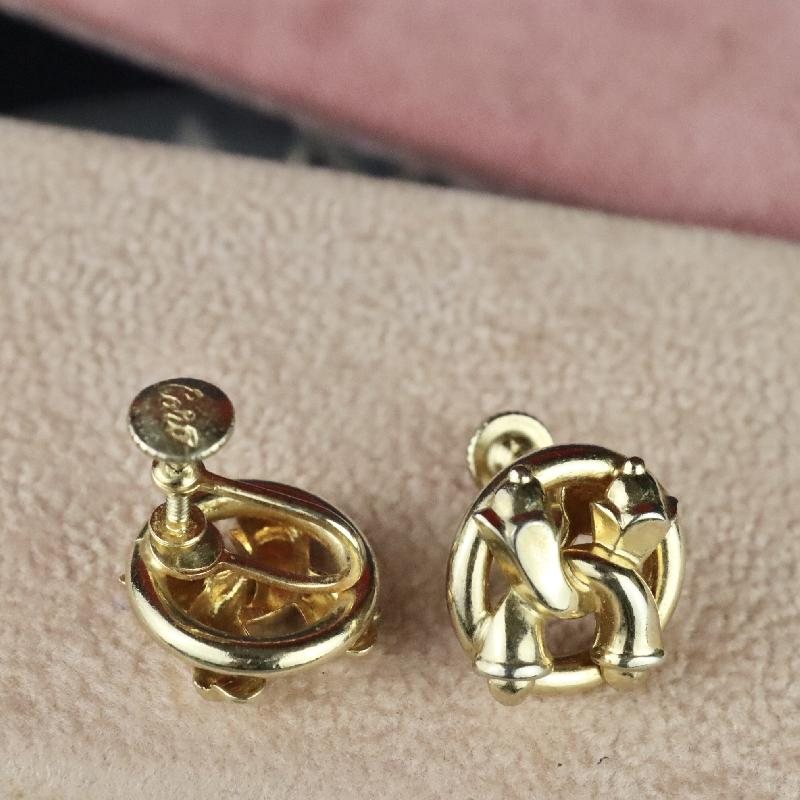 Vintage C.a. 1940-50s Coro High Quality Golden Metal Twisted Knot "X" Screw-Back Earrings(MT1648)