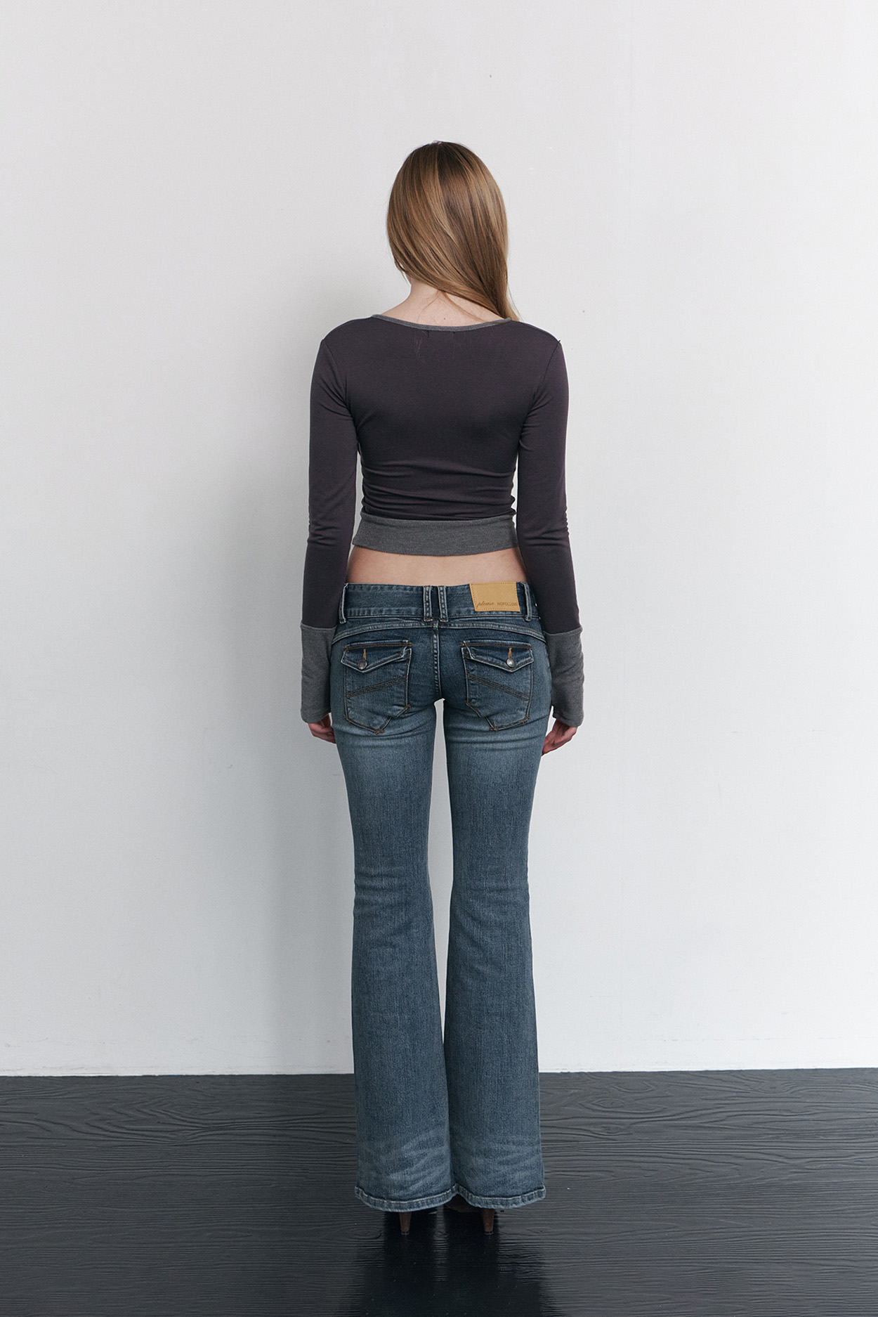 pleaseNOFOLLOW - Selena Button Wrap long sleeve Top (Charcoal)