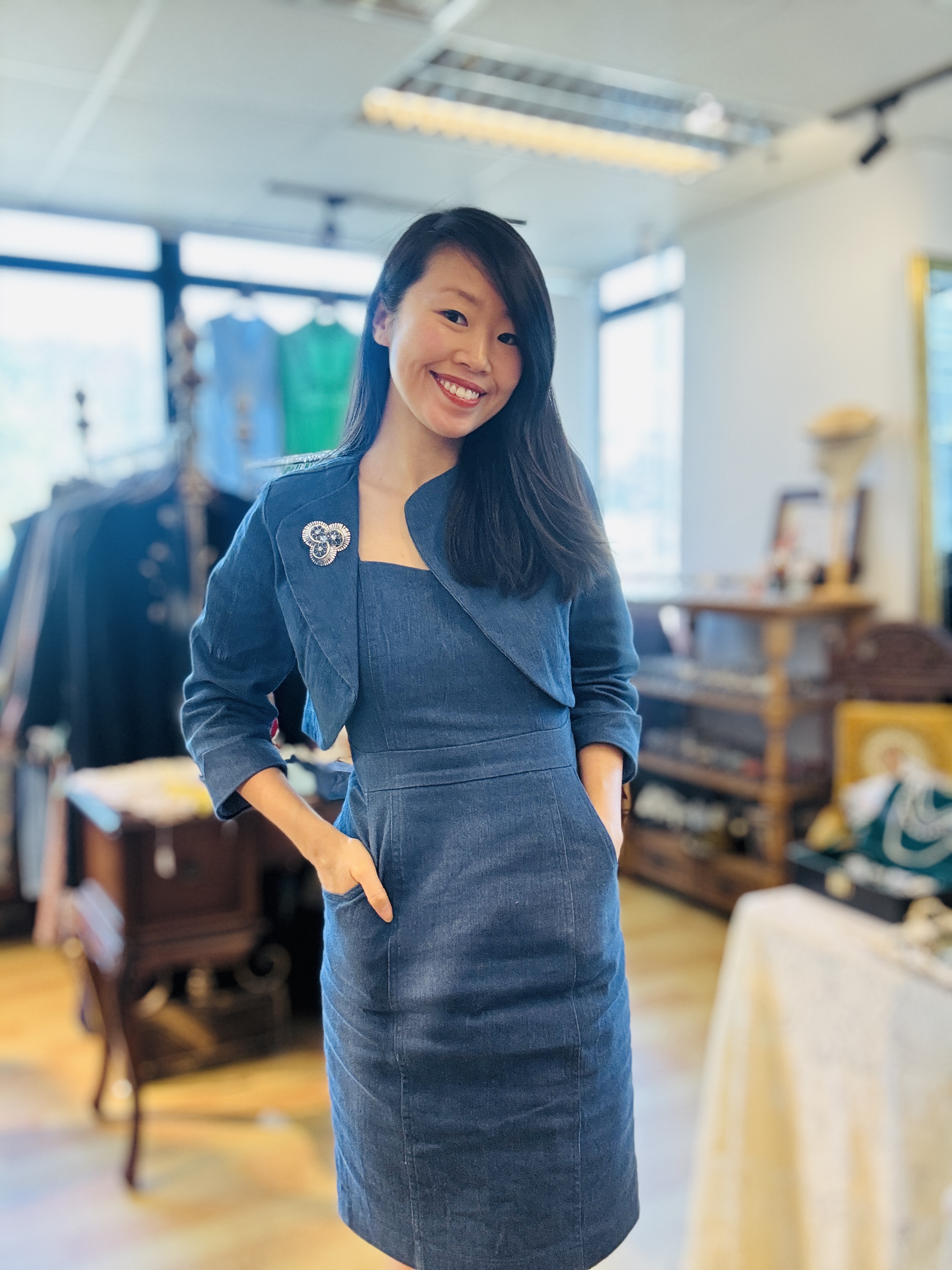 (Custom-Made) The Midtown Sweetheart Denim Set - Dress and Bolero (FM234)