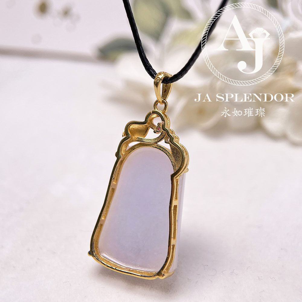 JNS-52 天然翡翠A 冰潤紫羅蘭平安無事牌