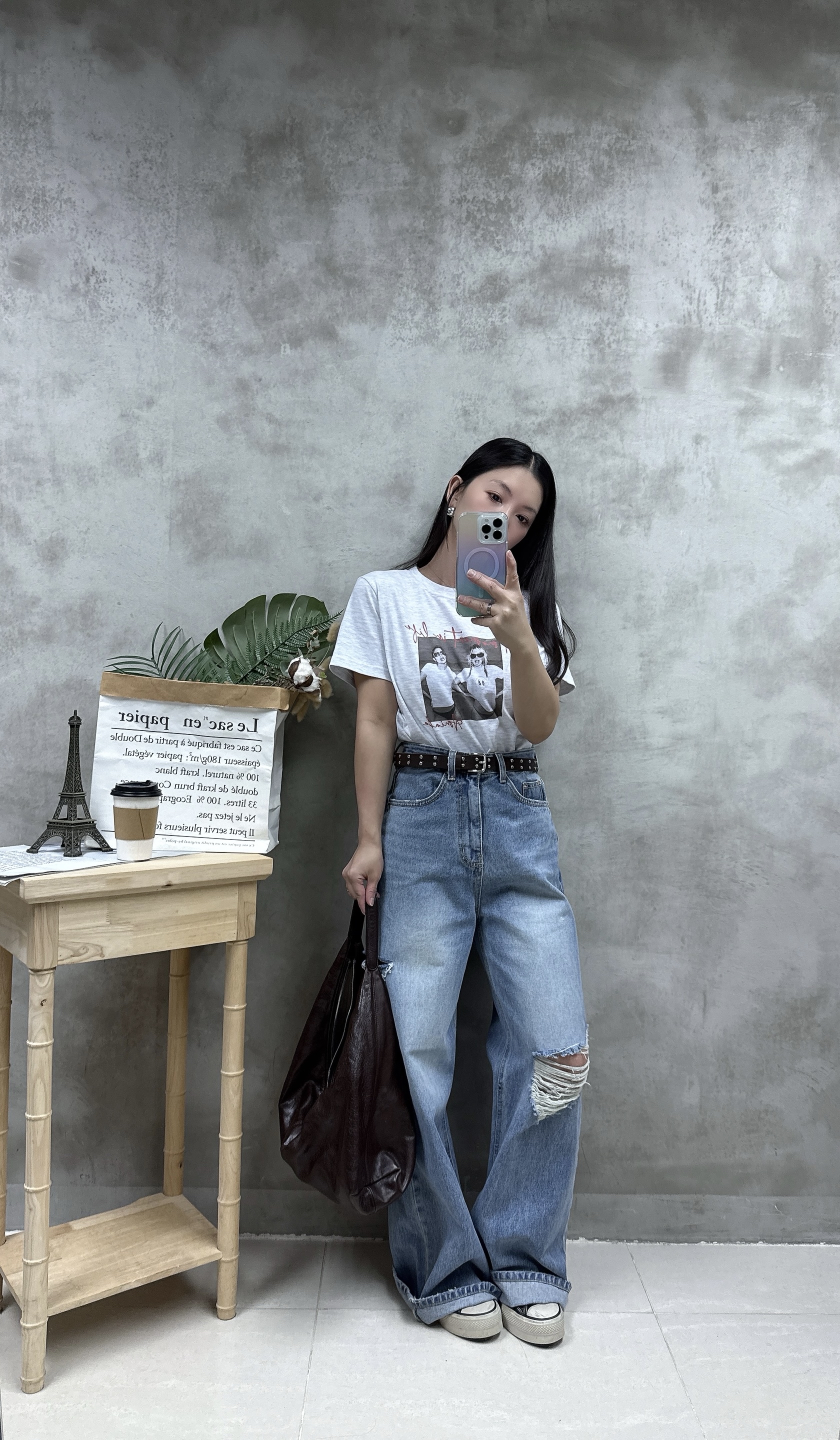 A14洗水print Tee