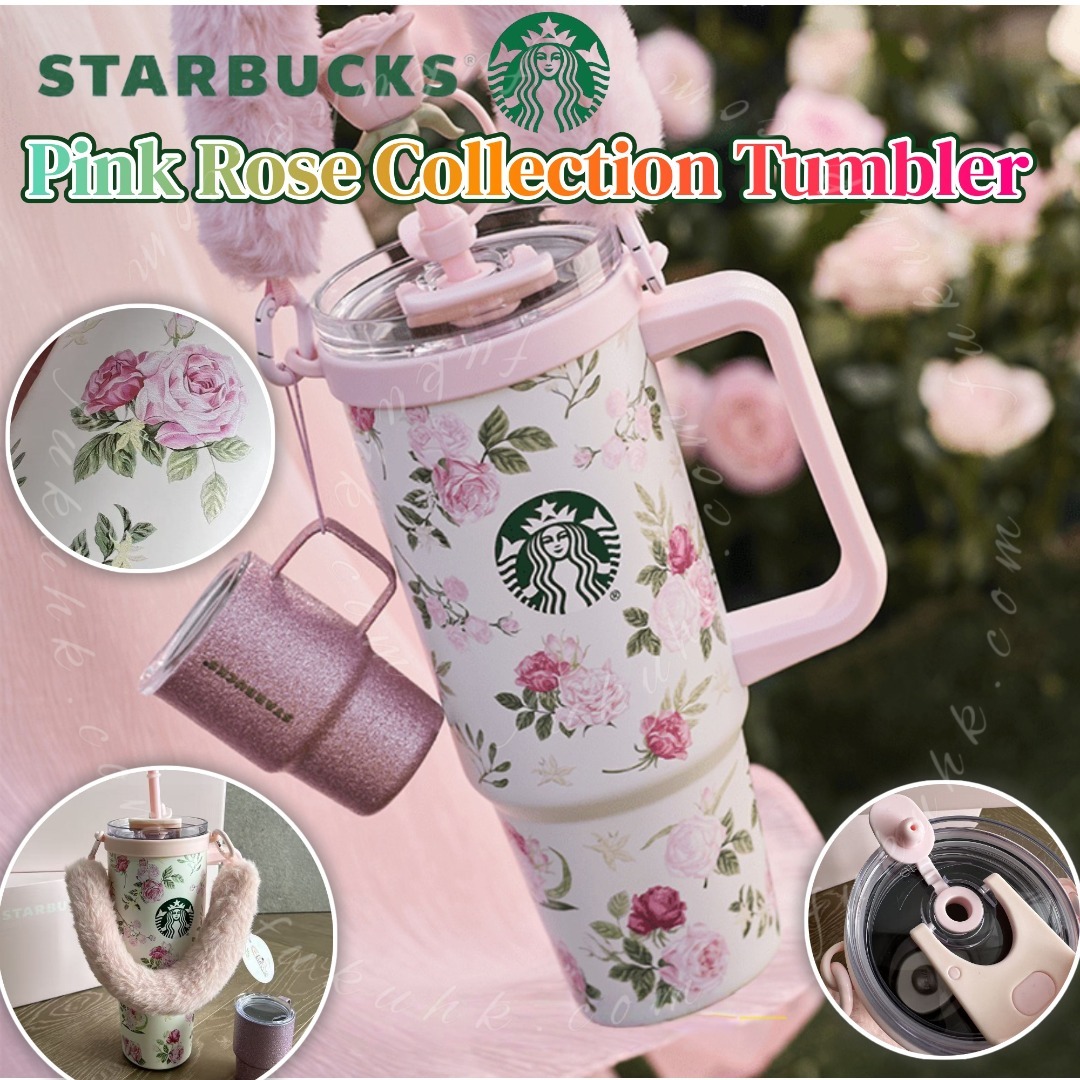 STARBUCKS Pink Rose Collection Tumbler 玫瑰花不鏽鋼保溫杯 送迷你杯吊飾
