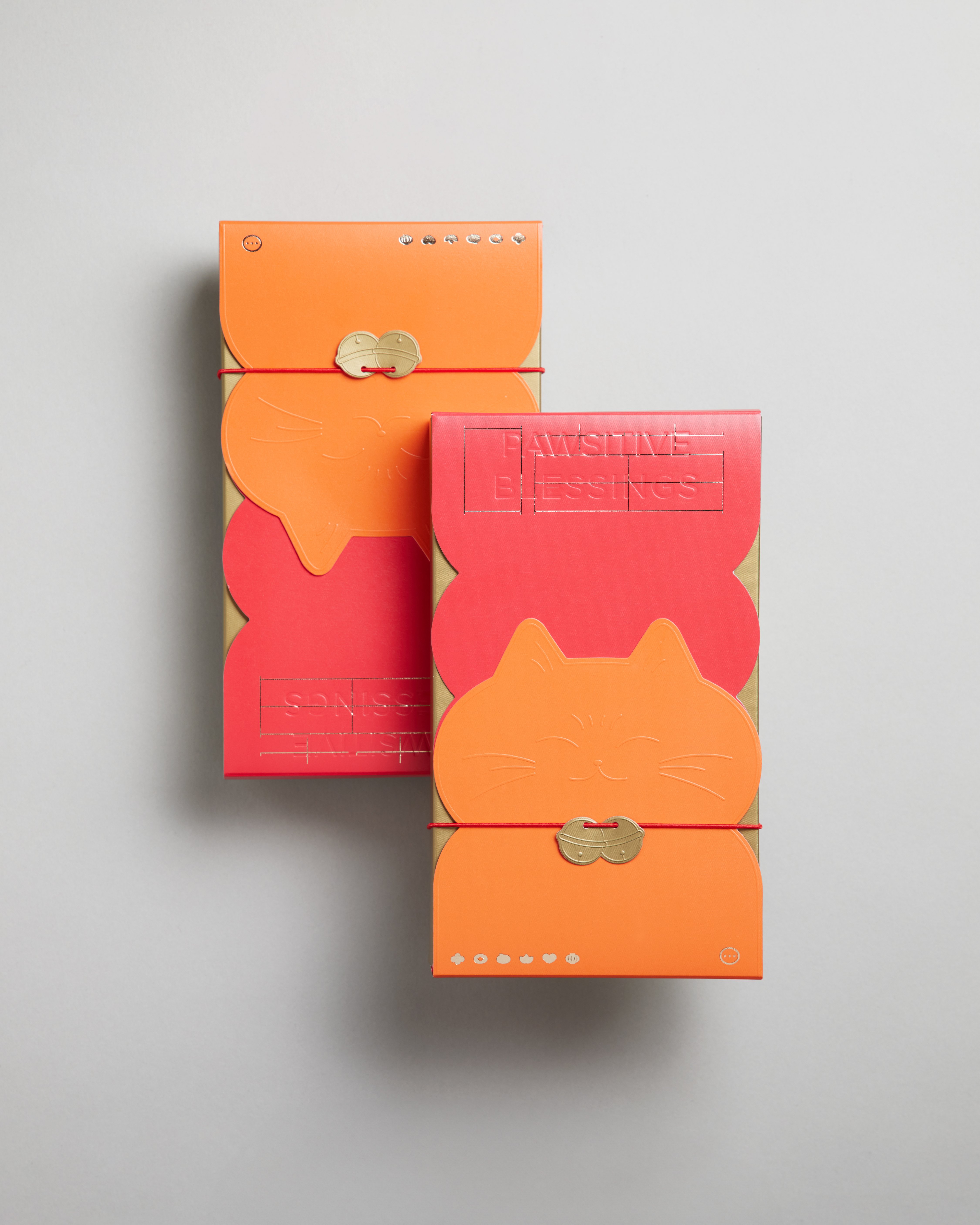 招財貓利是封 - 全運套裝（6 款設計，每款設件4件，共24件）- 橙紅封面