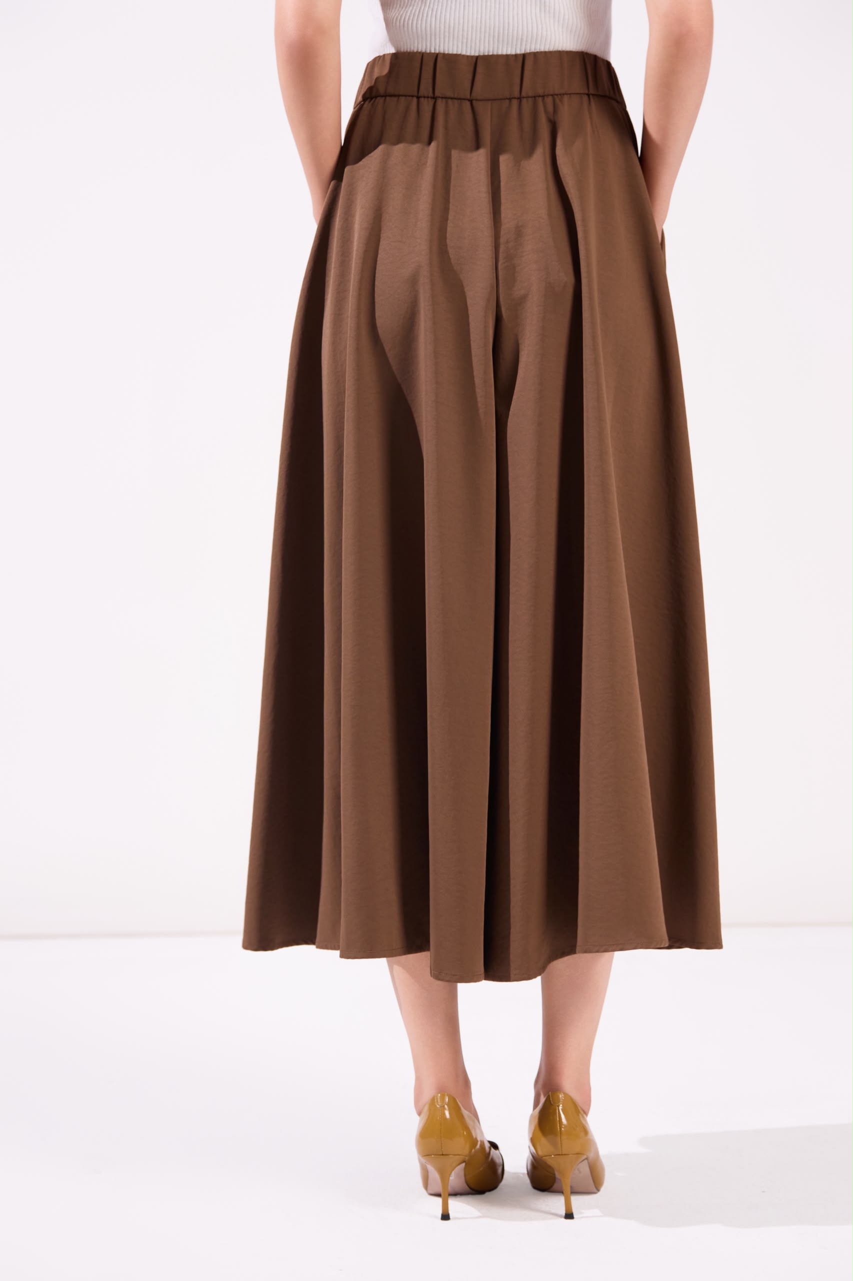 13241348 High-Waist Pleated Wide-Leg Culottes