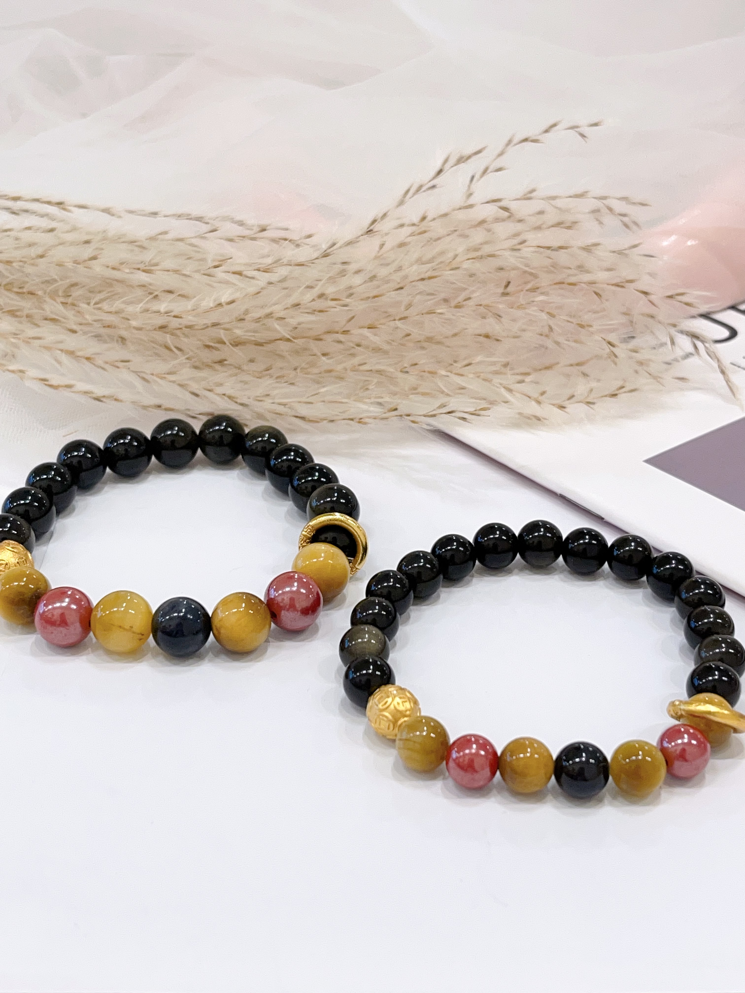 🖤 黑曜石 × 金曜石 × 金虎眼 × 帝王砂手串 Obsidian, Golden Obsidian, Tiger Eye & Imperial Sand Stone