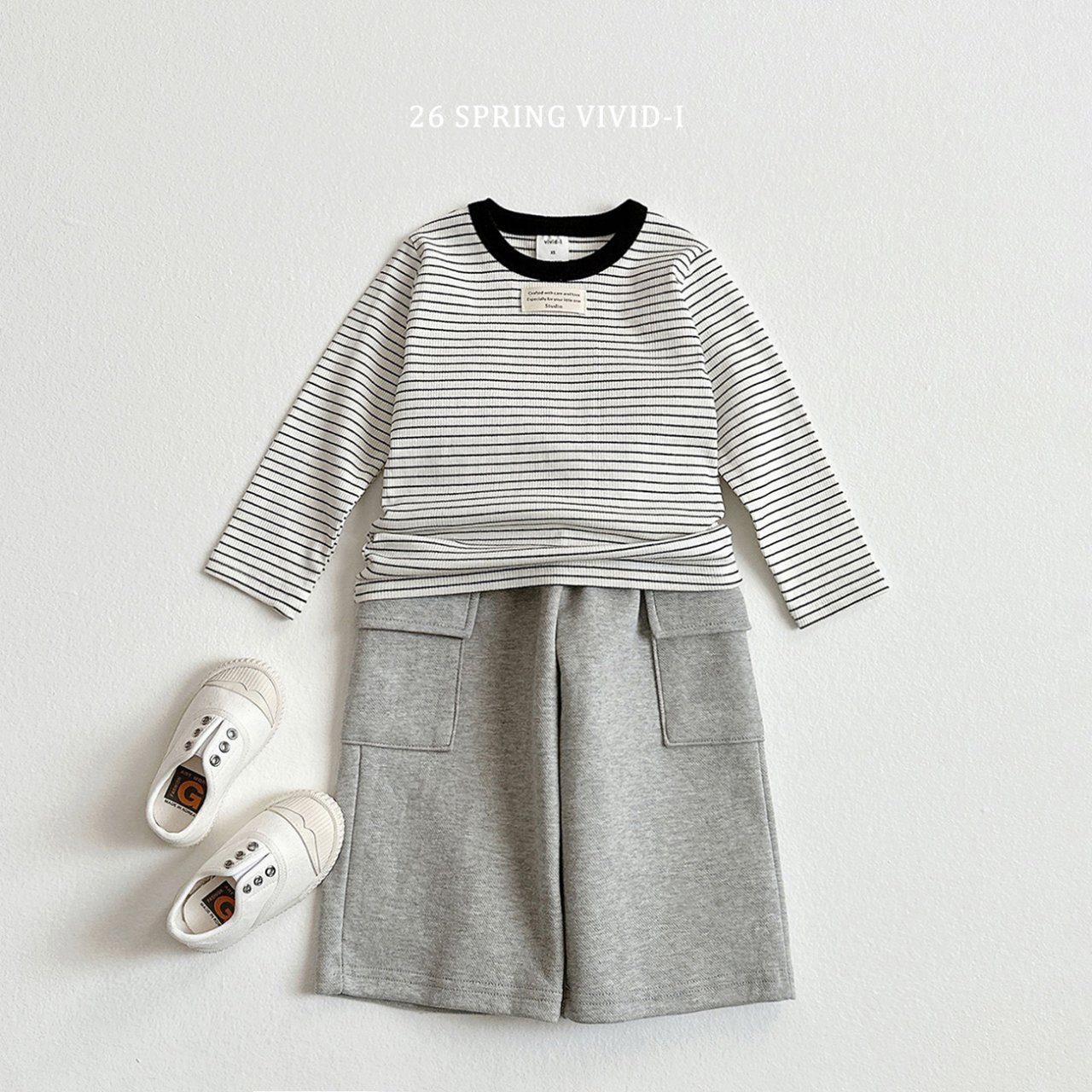 🌸預訂 韓國直送🌸🇰🇷VIVIDI四色撞色領條紋長袖打底上衣