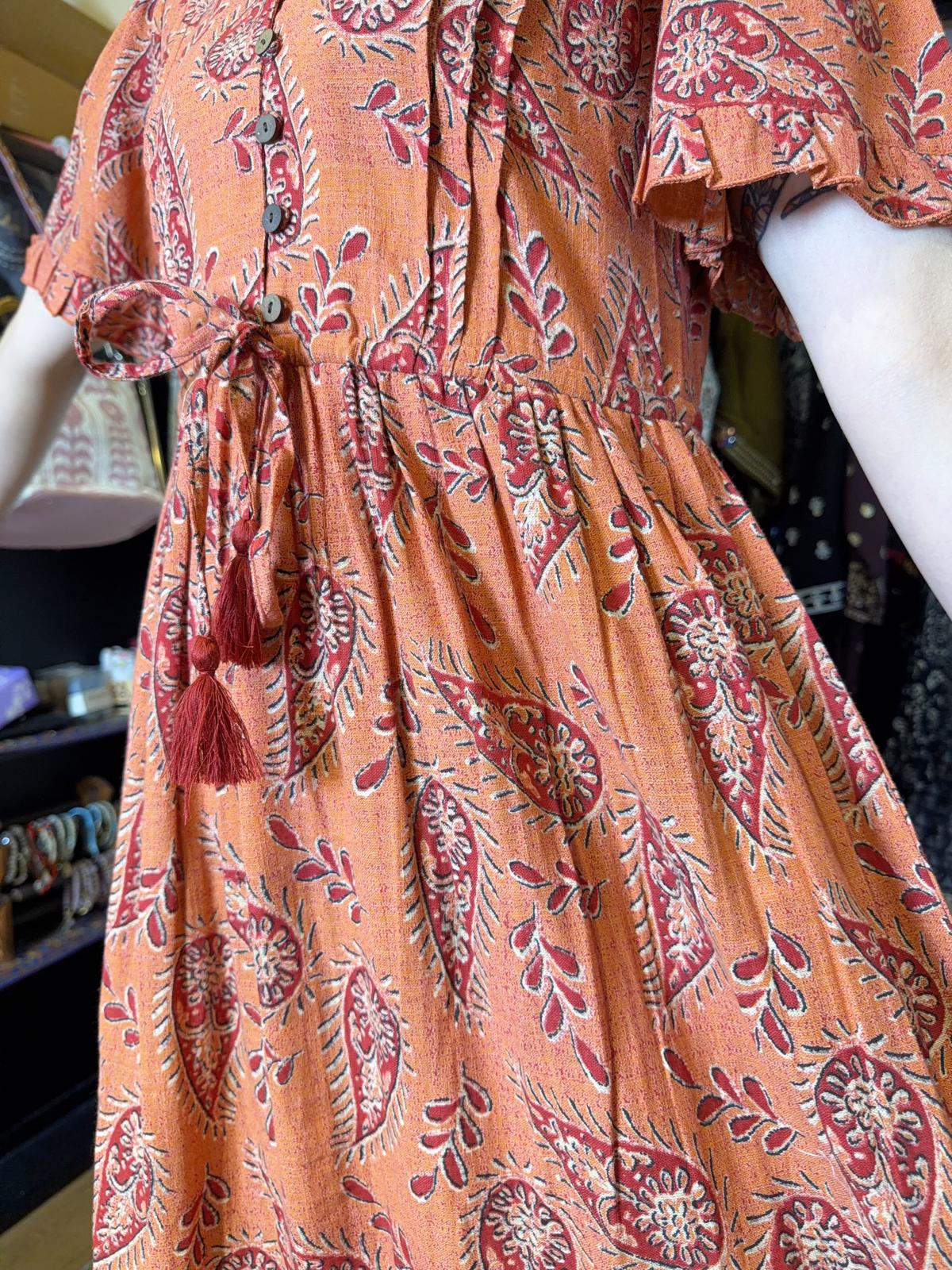 1642 Blood Orange Paisley Cotton Short Sleeve OP