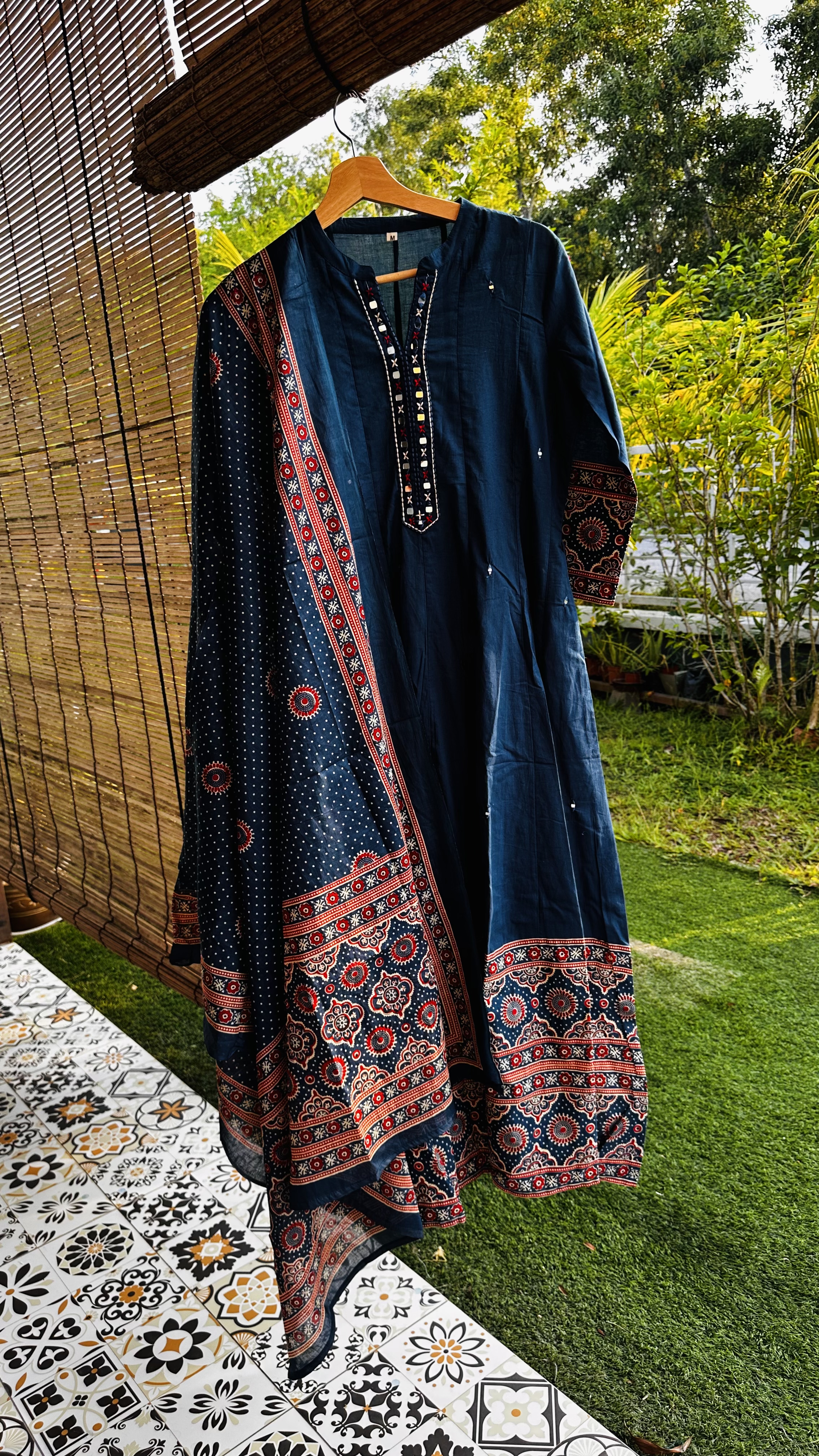 Blue Anarkali Kurta Set with Heavy borders