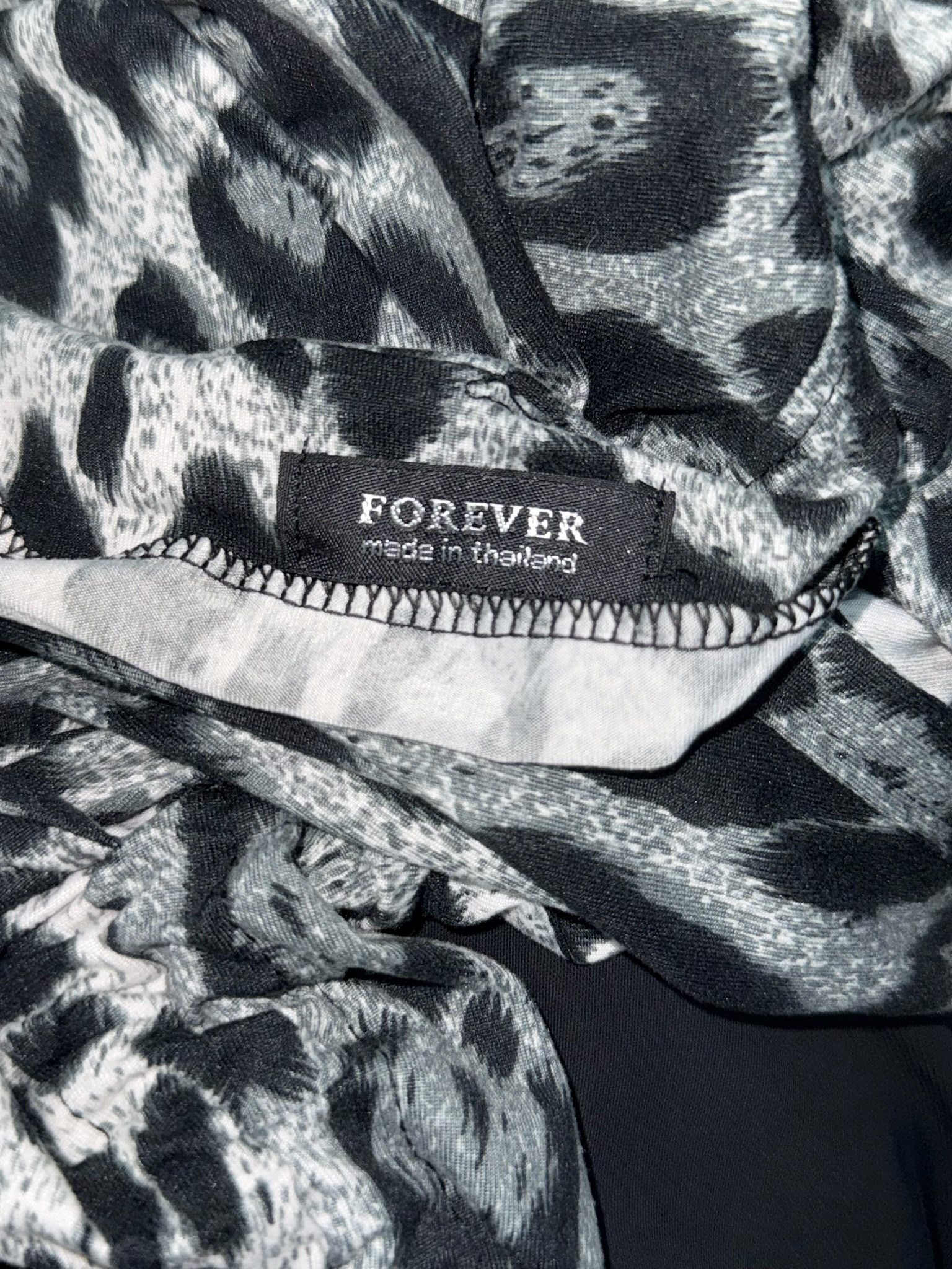 Silver Metallic Leopard Print Ruched Dress