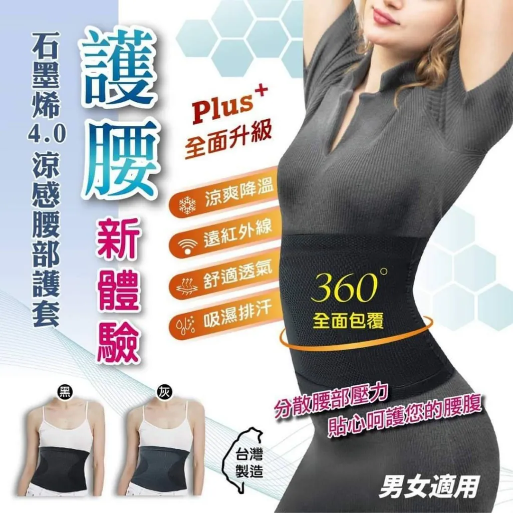 $55個.2個起$45個.台灣精製 石墨烯4.0涼感護腰套