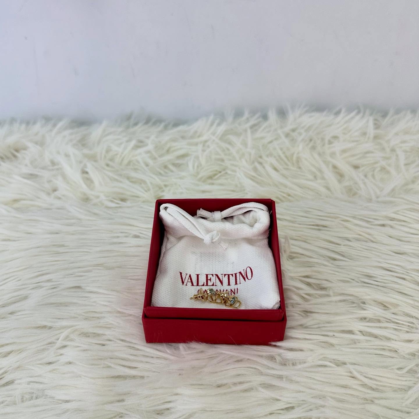 VALENTINO 🤍PRE OWNED GARAVANI Signature 藍金色耳環 全套有盒🩵