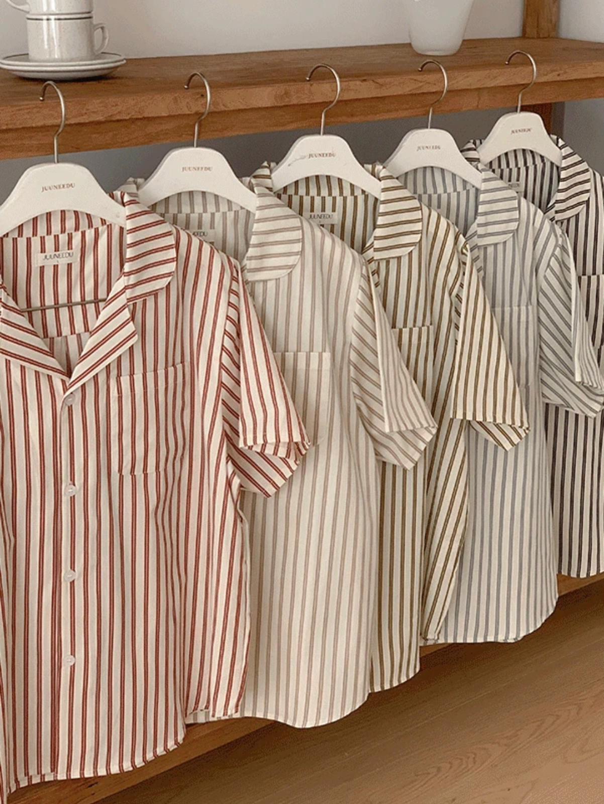 JUUNEEDU 直紋間條睡衣套裝🧸