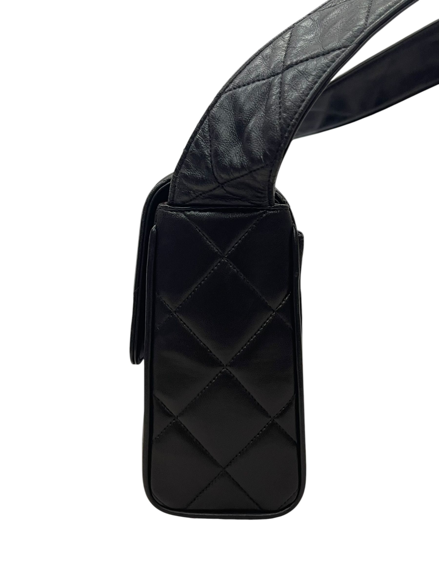 Pre-Owned CHANEL Black Covered CC Quilted Flap Bag Lambskin / Product Code:081310