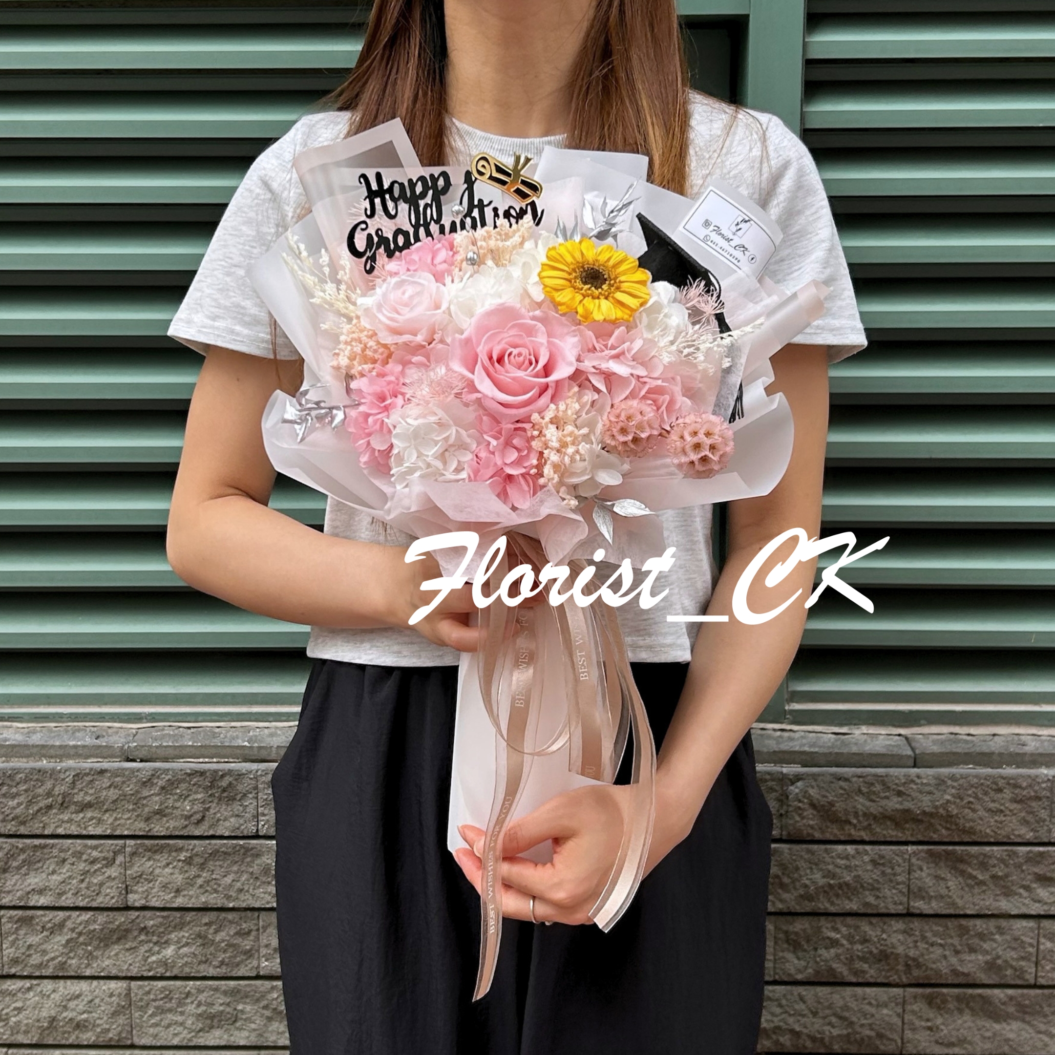 【2026 畢業推介】Eminence Bloom｜畢業之選｜永生玫瑰太陽花花束 (預訂款)