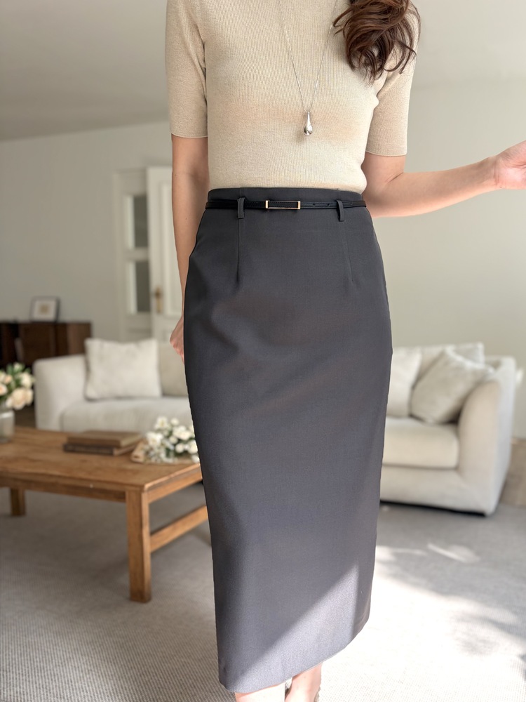 The Classy Belted Skirt (Charcoal)