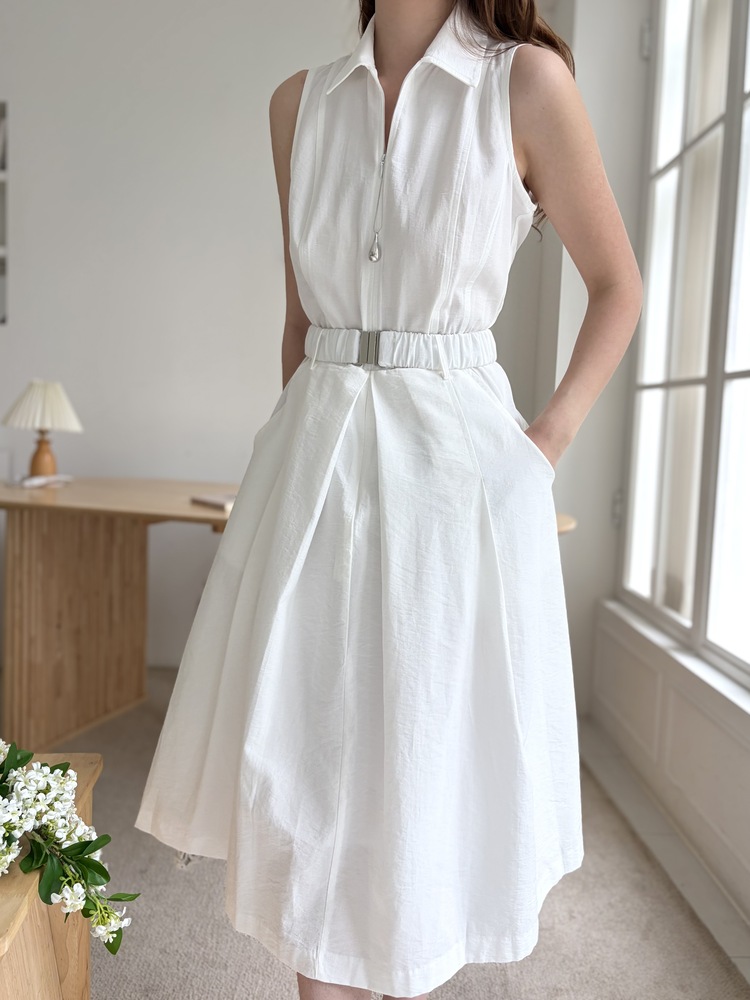 Jardin Belted Zip-Front Dress