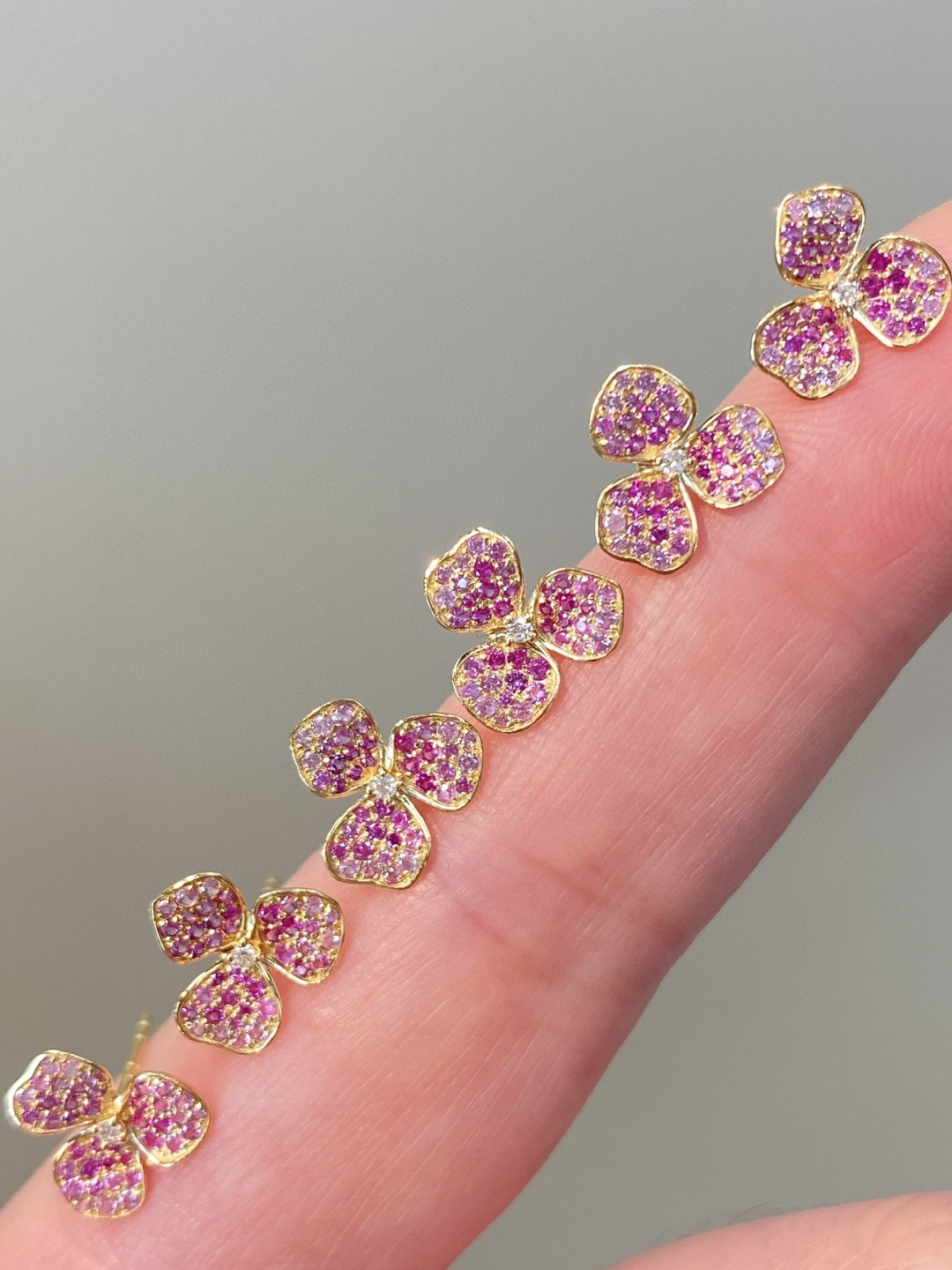 18K Pink Sapphire Diamond Earrings 
