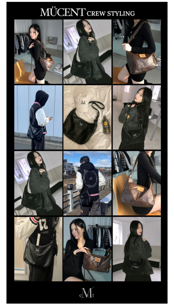 韓國直送限時特價優惠中 MUCENT MERIN GOLD LINE LEATHER SHOULDER BAG - 2 Color