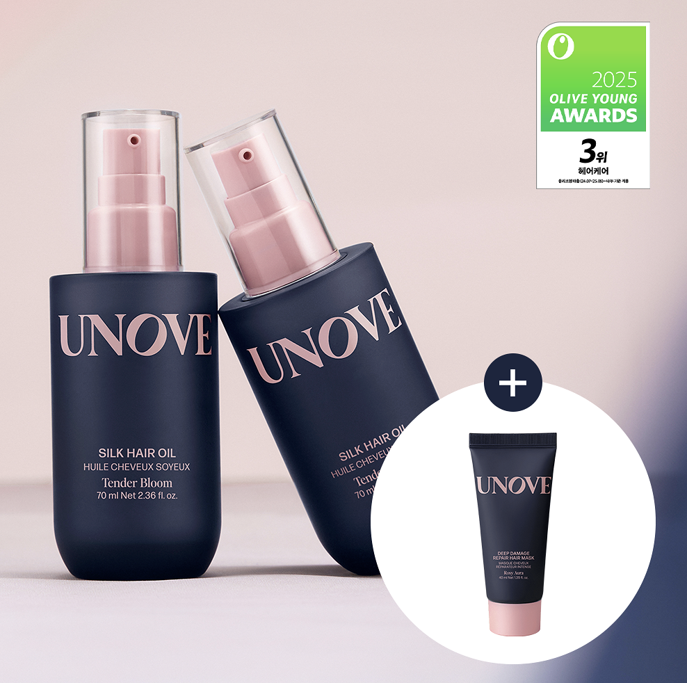 韓國 UNOVE 絲綢 高營養蛋白修復護髮 精華油 70ml + 70ml + 送深層修復髮膜  40ml ｜Unove Silk Oil Essence 70ml /枝
