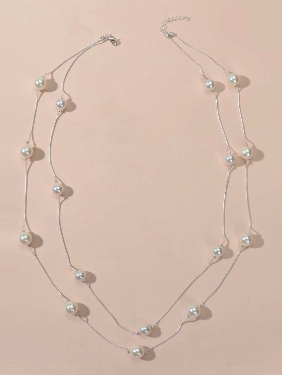 Pearl Double Layer Long Necklace 