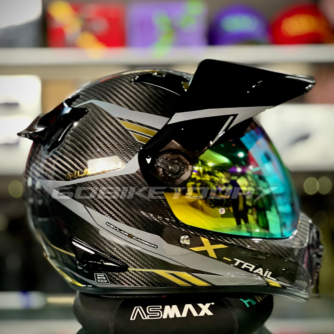 MULAN 739 3K GRAPHIC CARBON FIBRE Adventure Helmet | Bulletproof Kevlar | Photochromic Visor | ECE Approved | Touring Ready