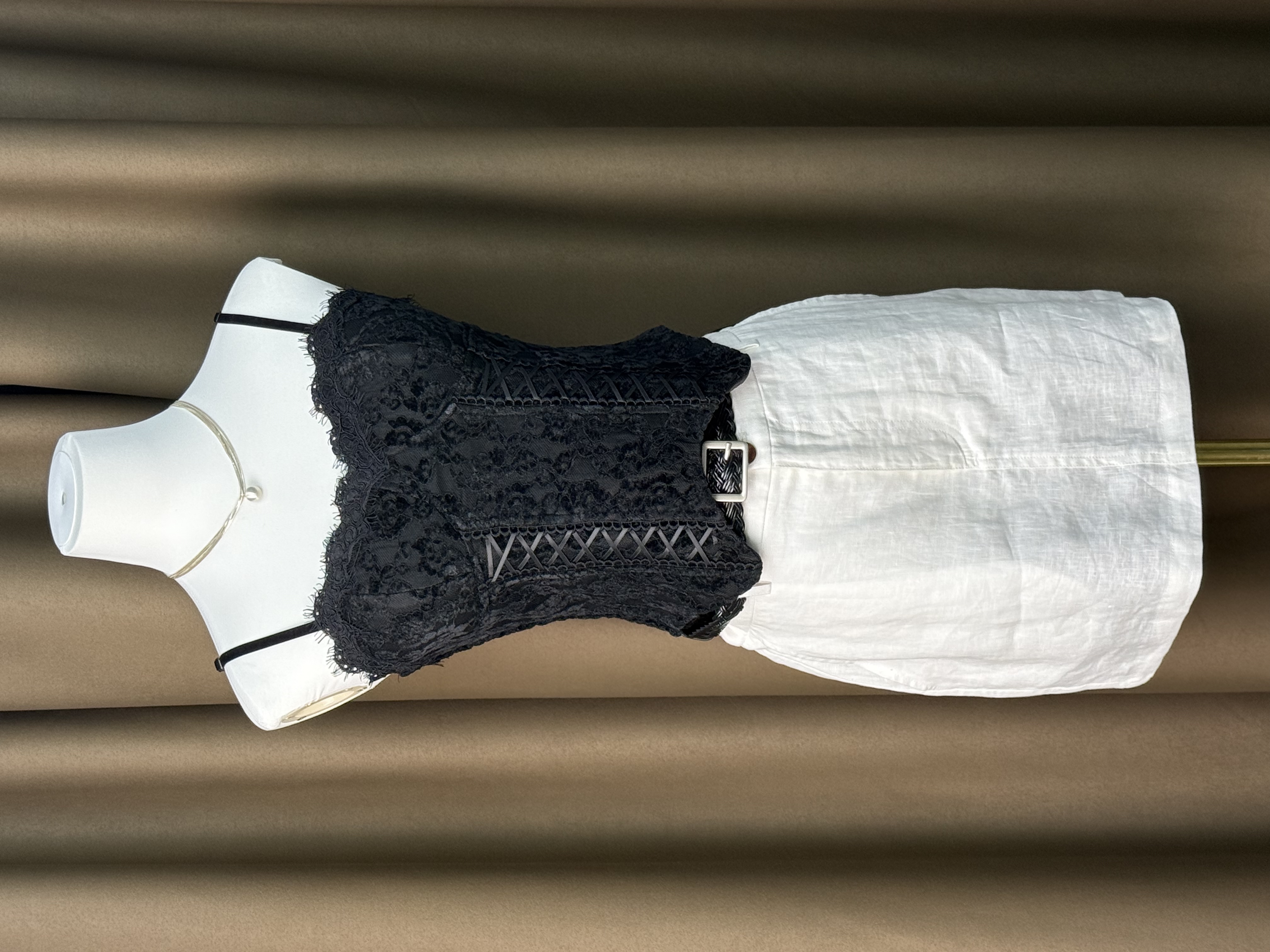 蕾丝交叉束腰吊带