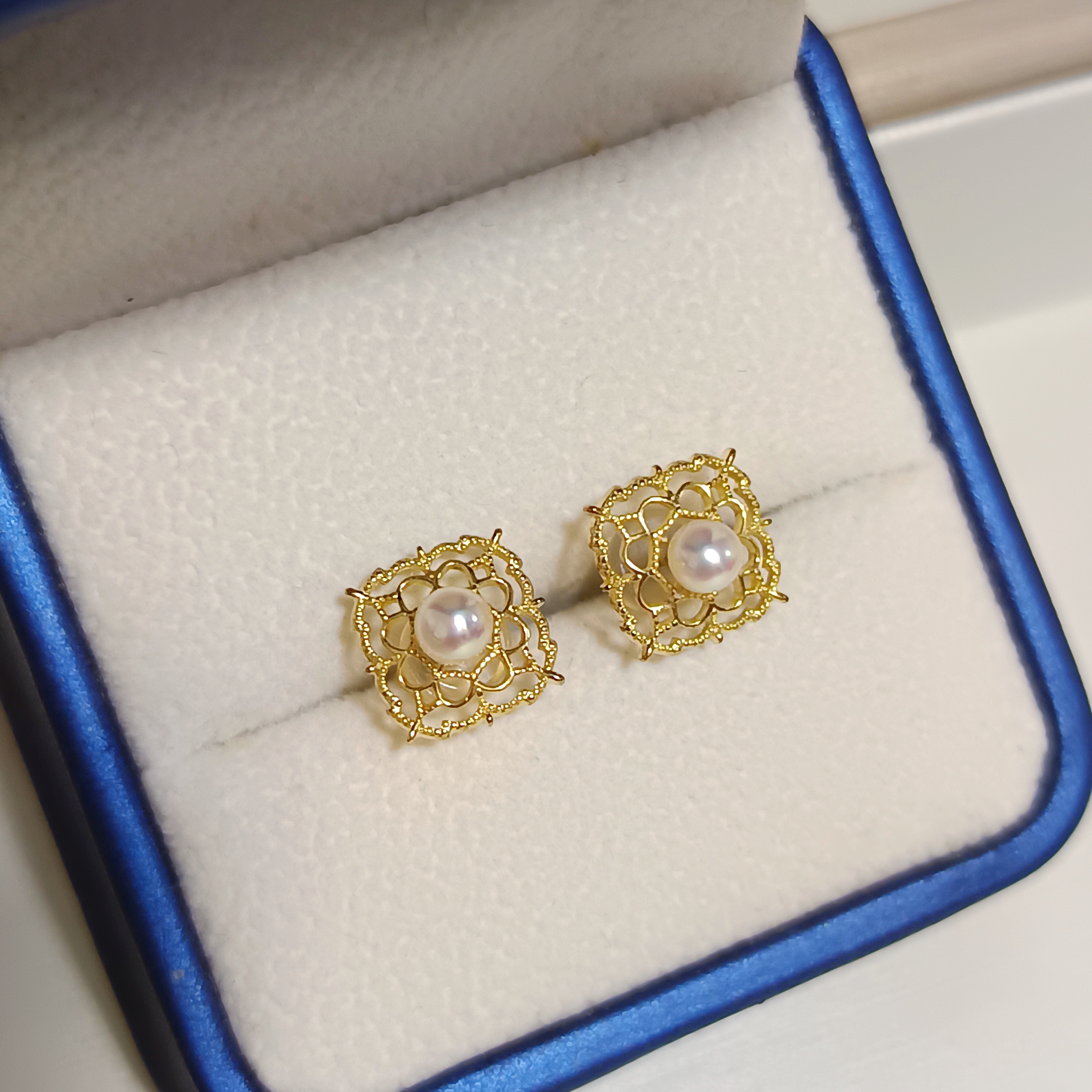 特價品‼️正圓極強光日本akoya 櫻花粉海水珍珠s925銀耳釘