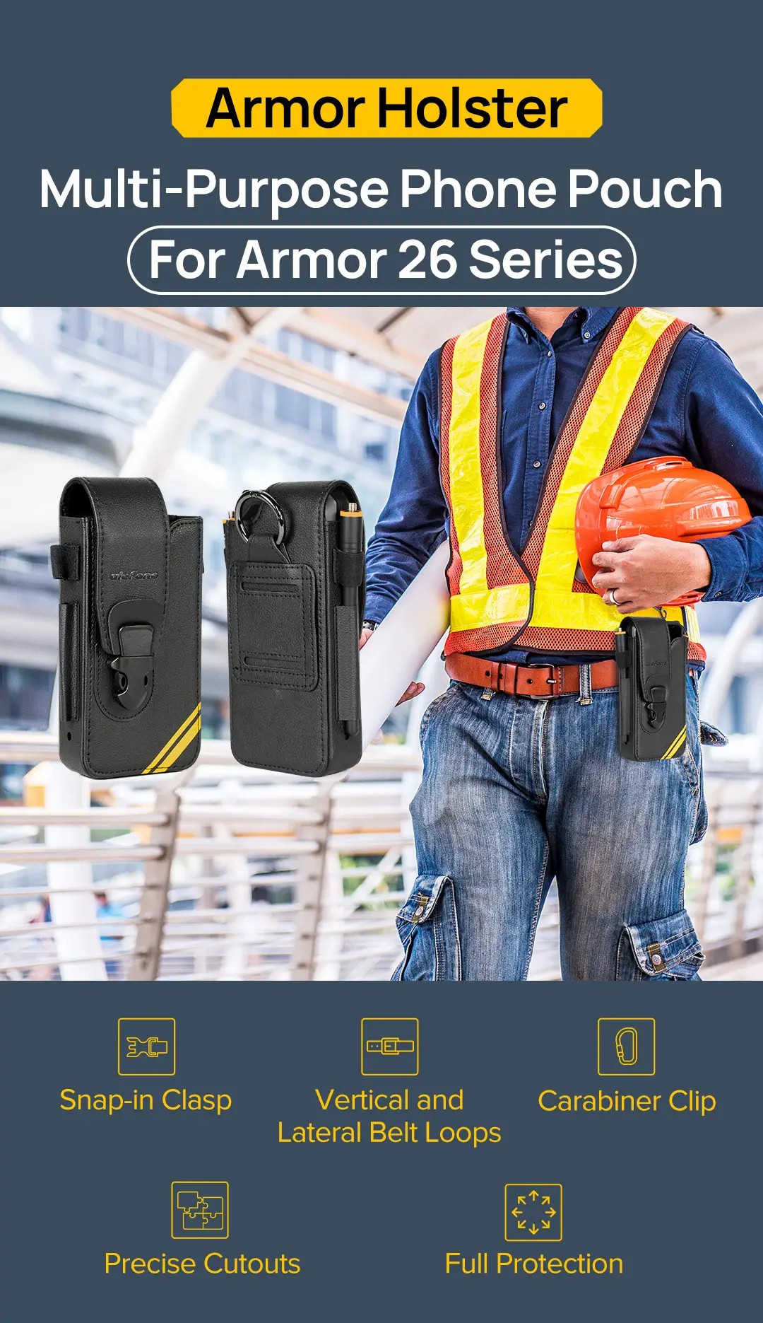 Ulefone Armor Holster Multi-Purpose Phone Pouch For Armor 26 Ultra 卡扣式保護套