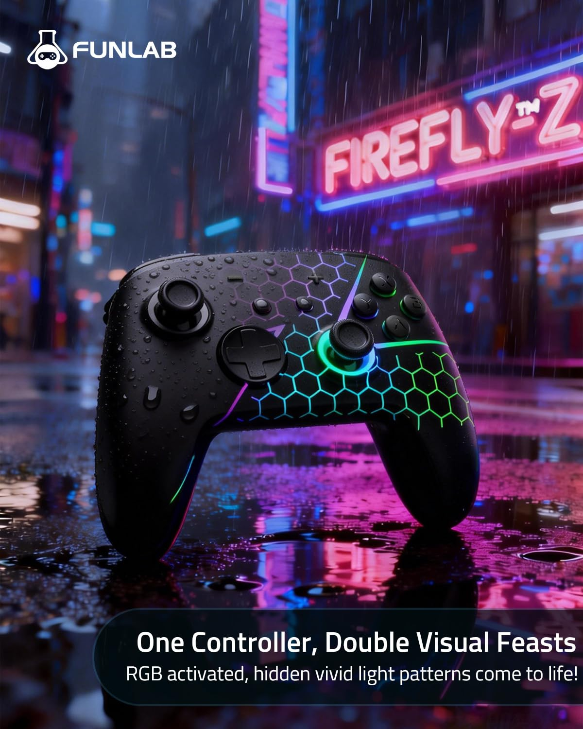 SW2 FUNLAB 螢火蟲加強版無線控制器 FF01 (Z)  Firefly EX Enhanced Wireless Controller for Nintendo Switch2/OLED/Lite FF01 (Z)  SW2-0356