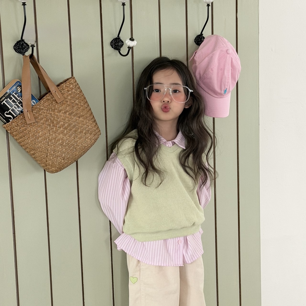 Ninibello | Knit vest (Green/Black M(100-110)
