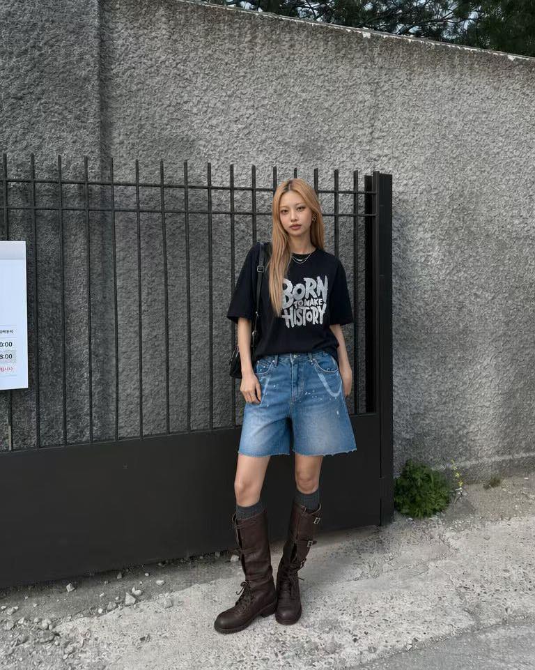 全棉短裝print tee