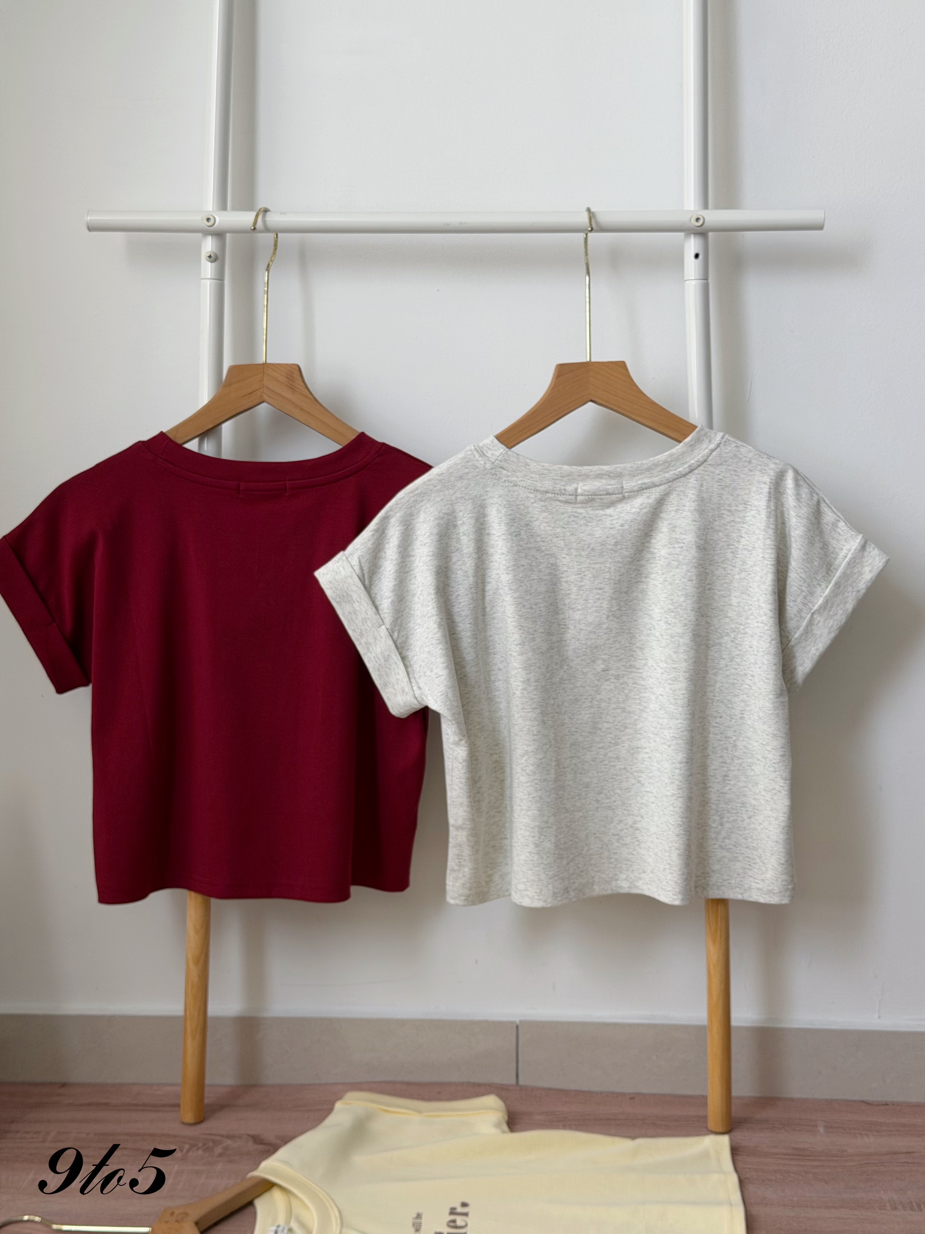 T4475 Cape Sleeve Wording Crop Tee - 4 Colors 